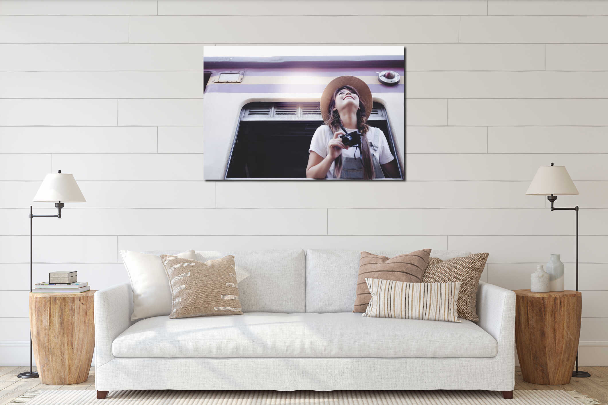 Canvas hanging interior mockup