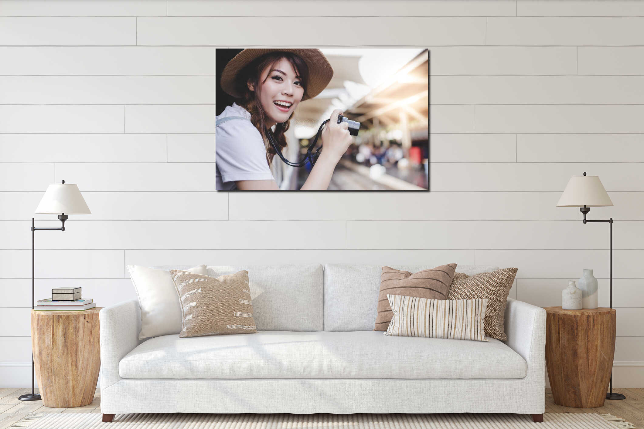 Canvas hanging interior mockup