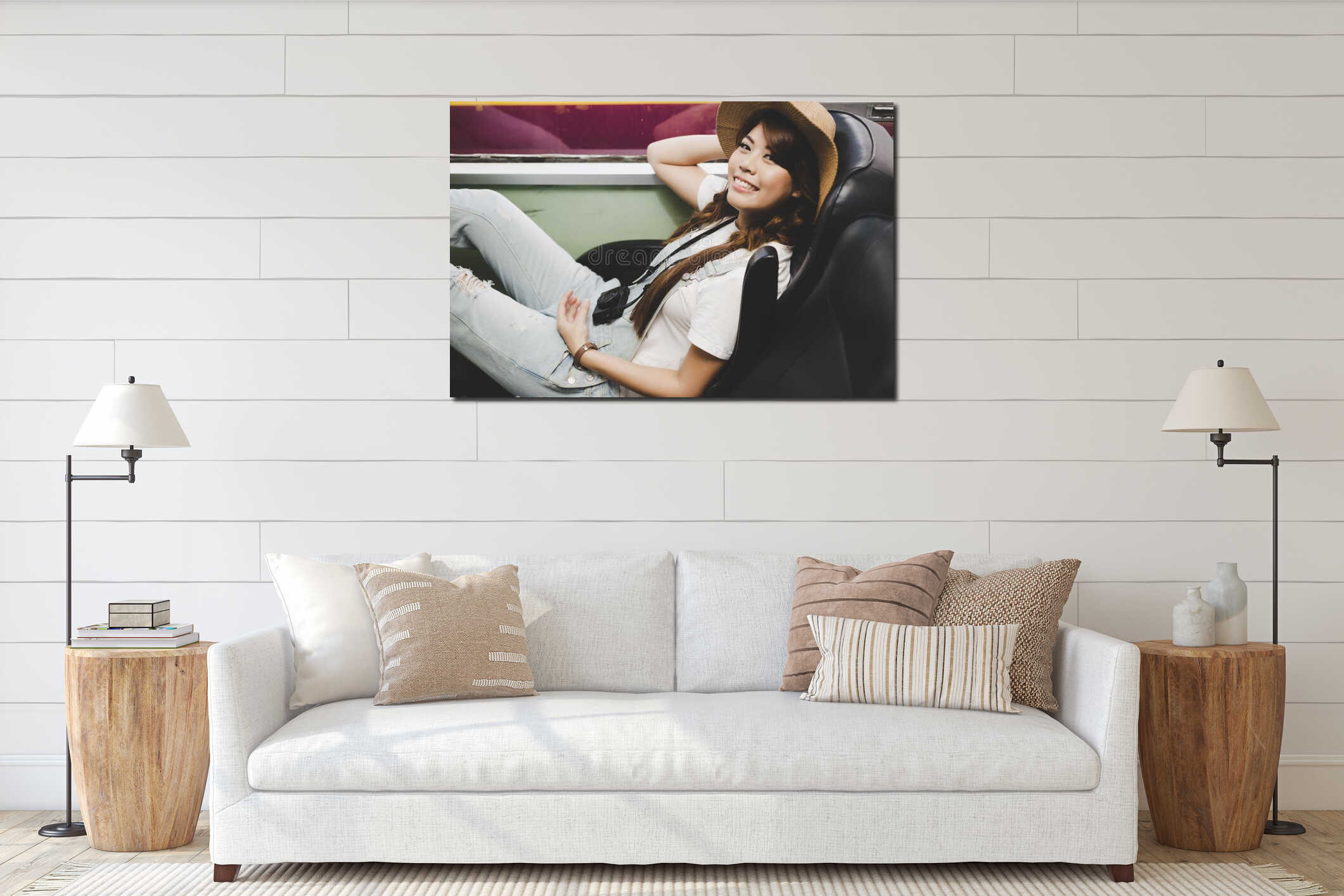 Canvas hanging interior mockup