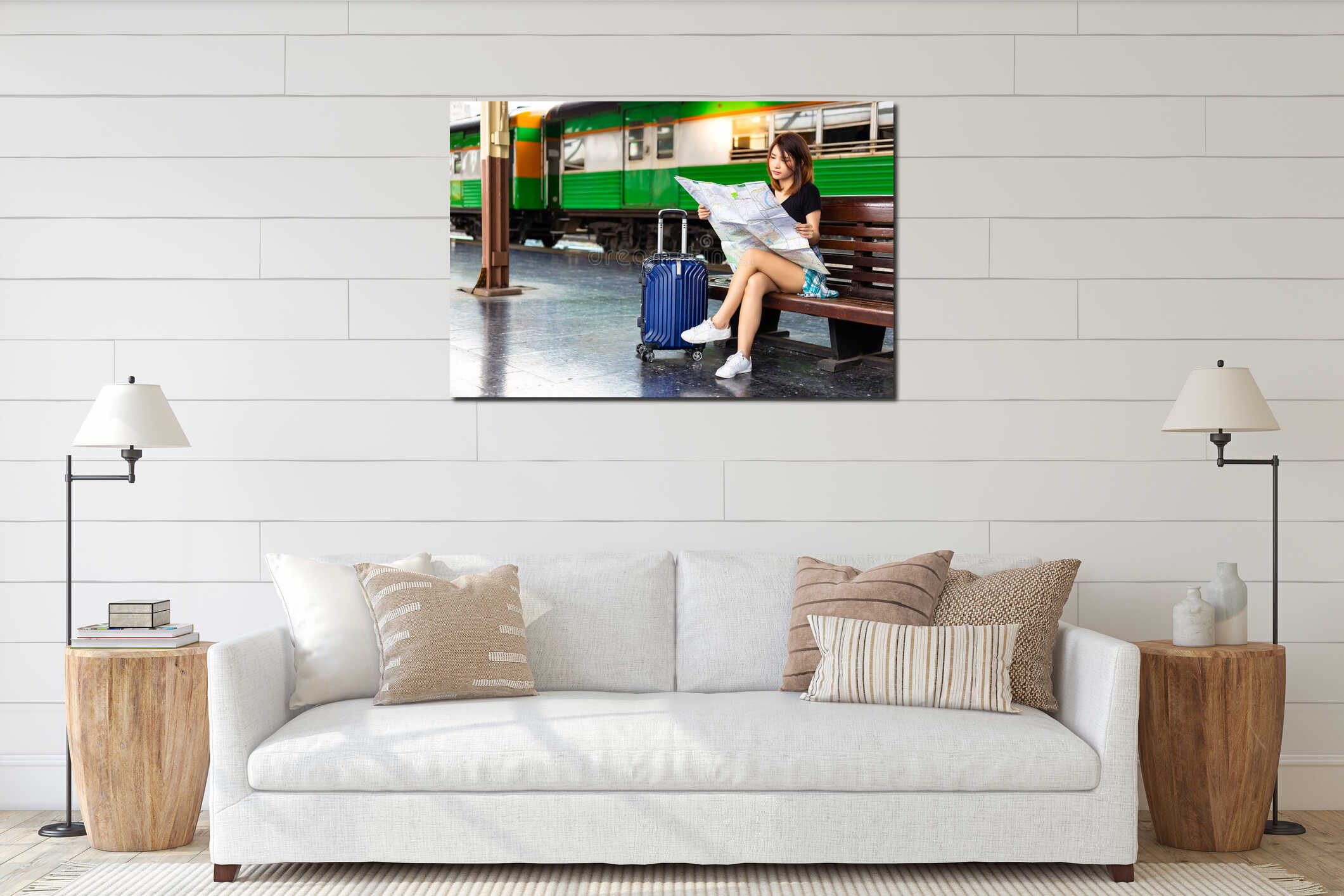 Canvas hanging interior mockup