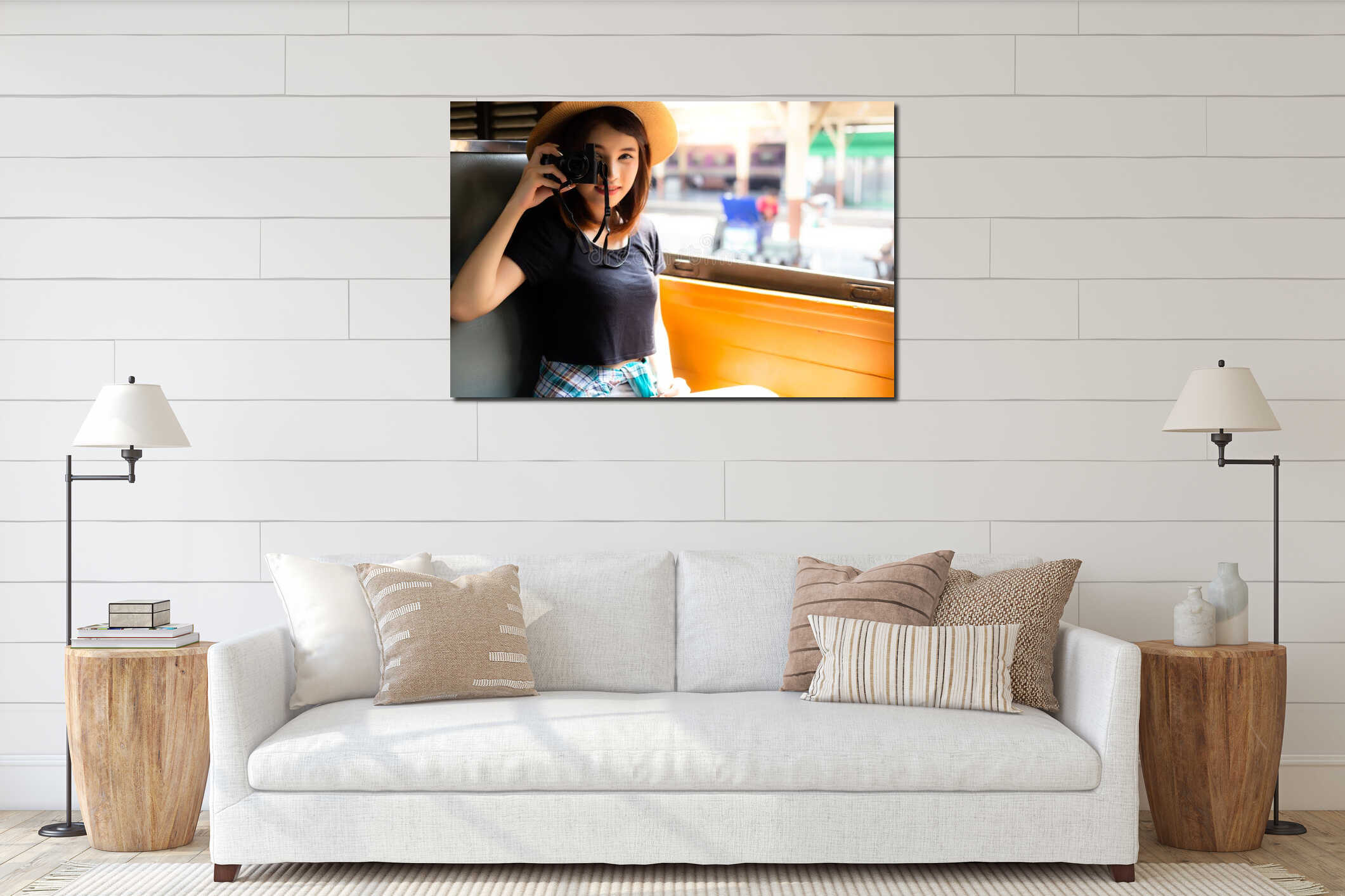 Canvas hanging interior mockup
