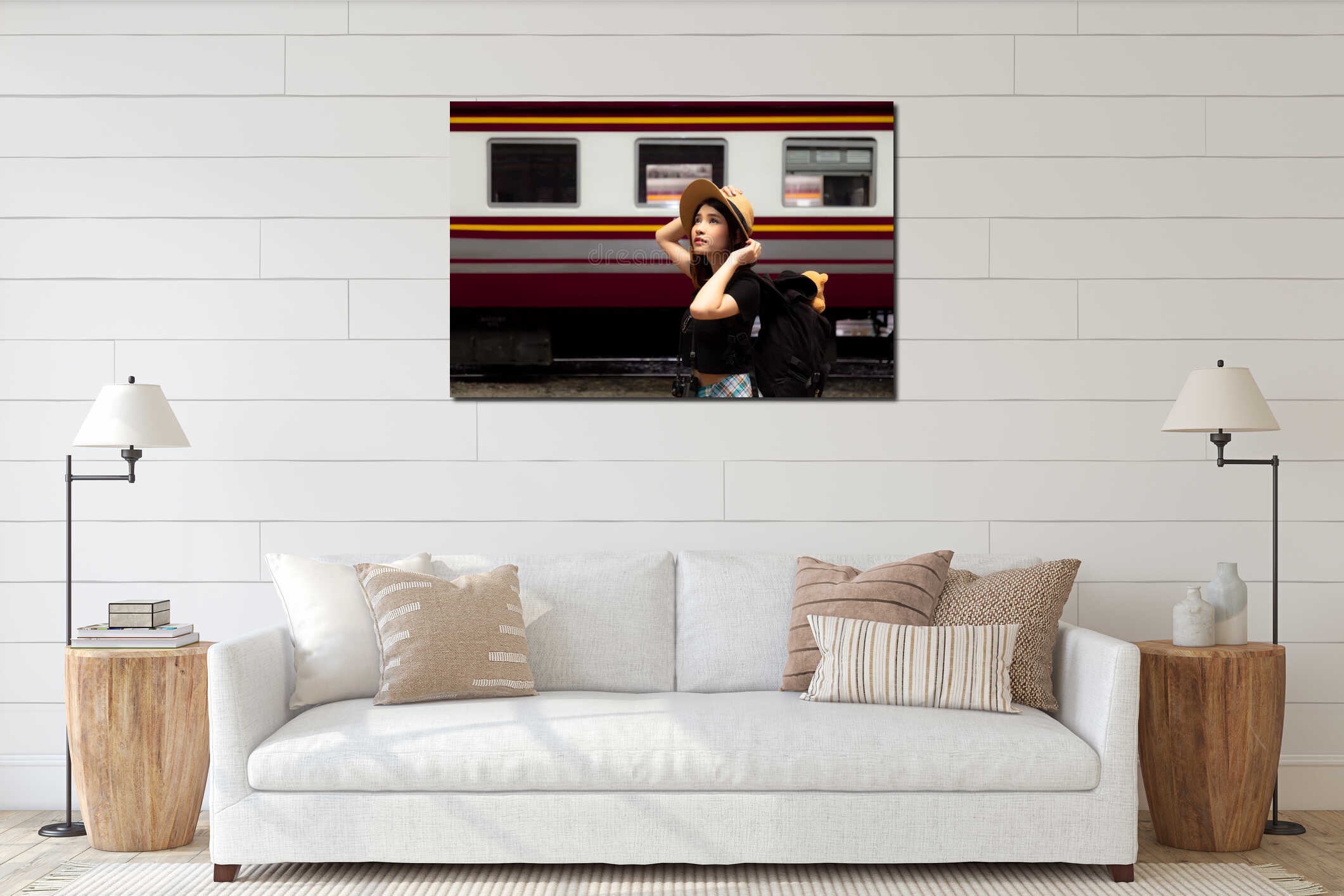 Canvas hanging interior mockup
