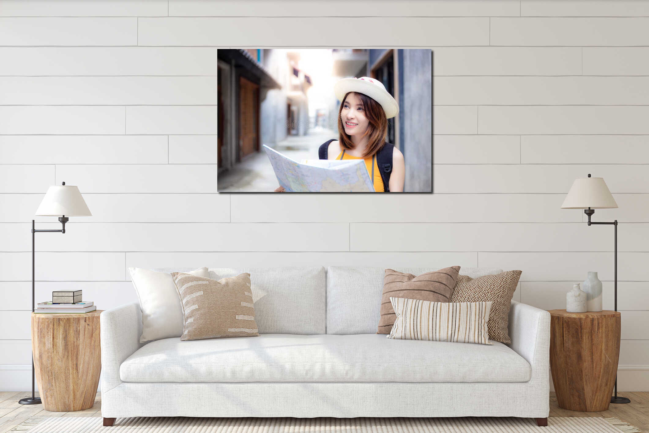 Canvas hanging interior mockup