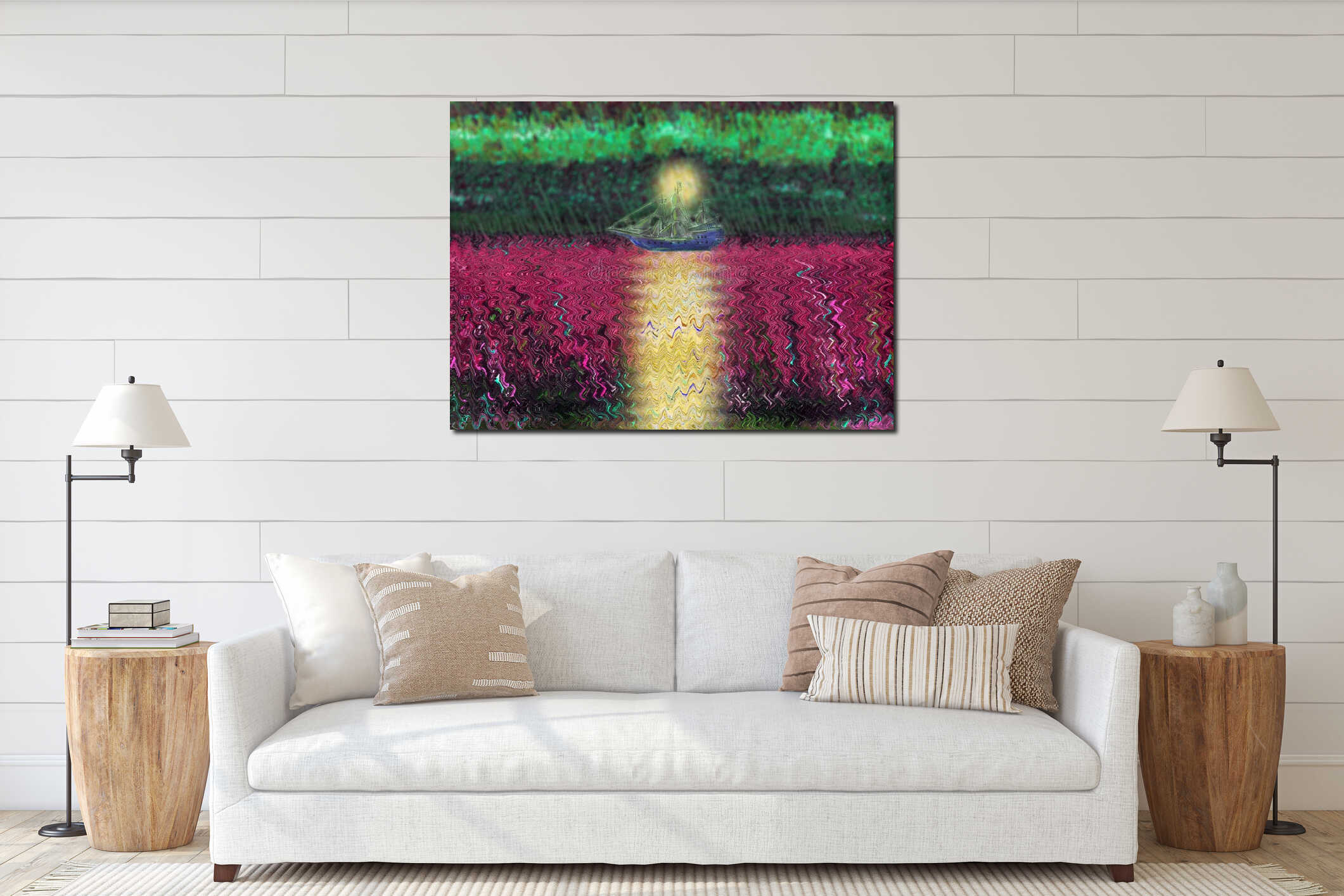 Canvas hanging interior mockup
