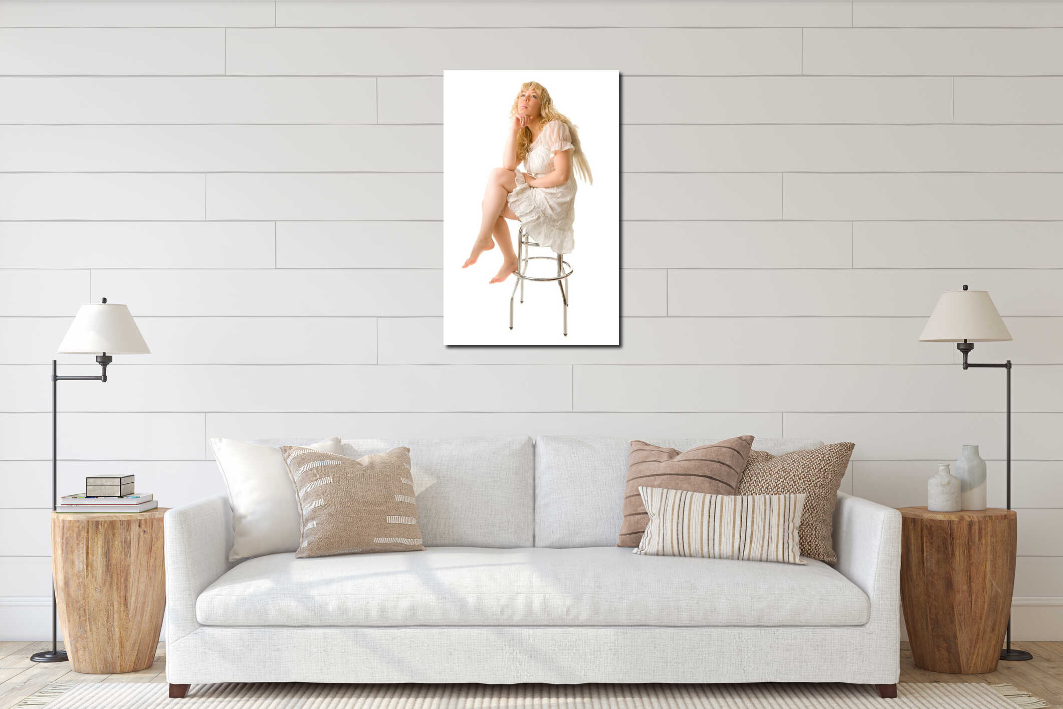 Canvas hanging interior mockup