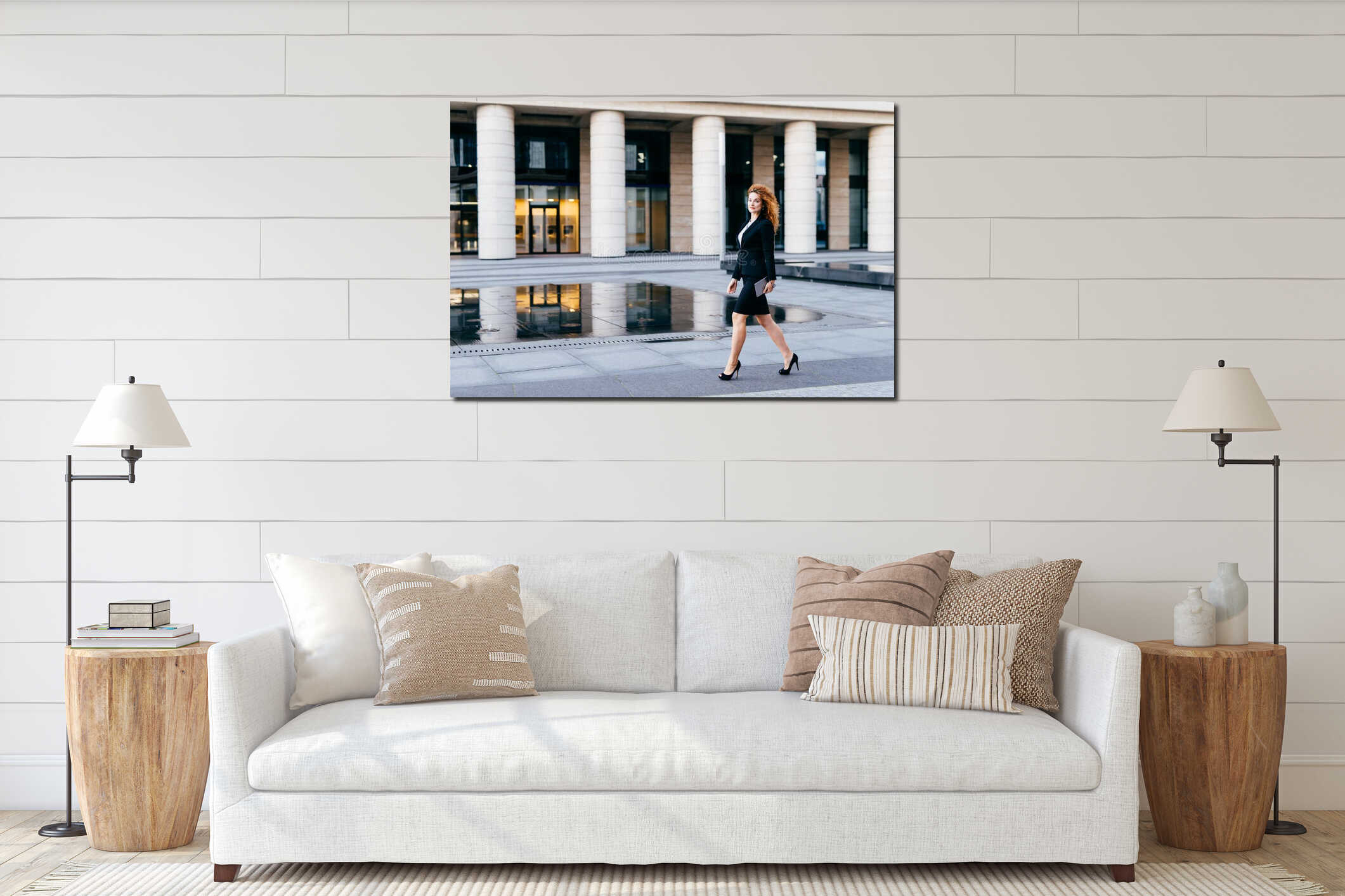 Canvas hanging interior mockup