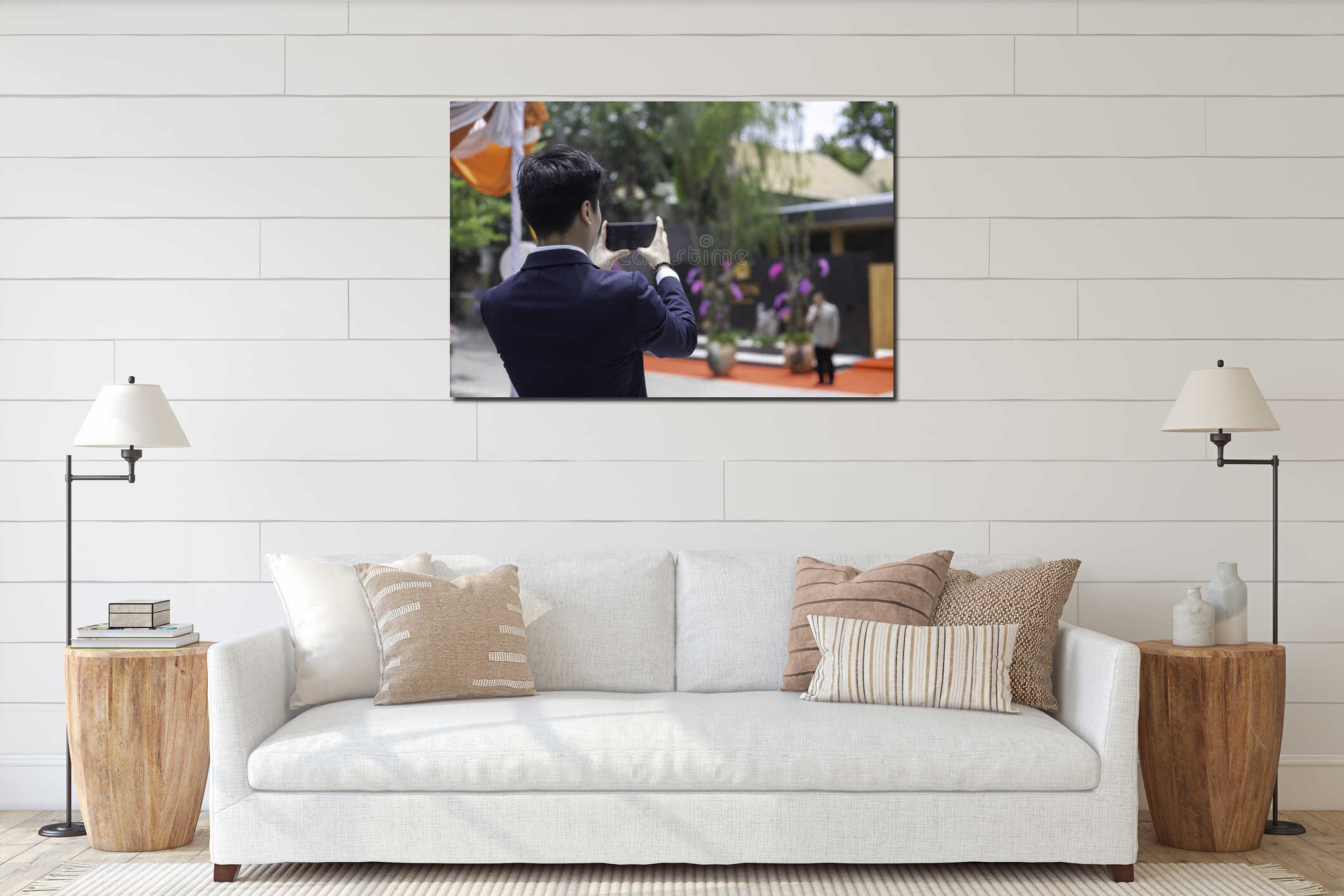 Canvas hanging interior mockup