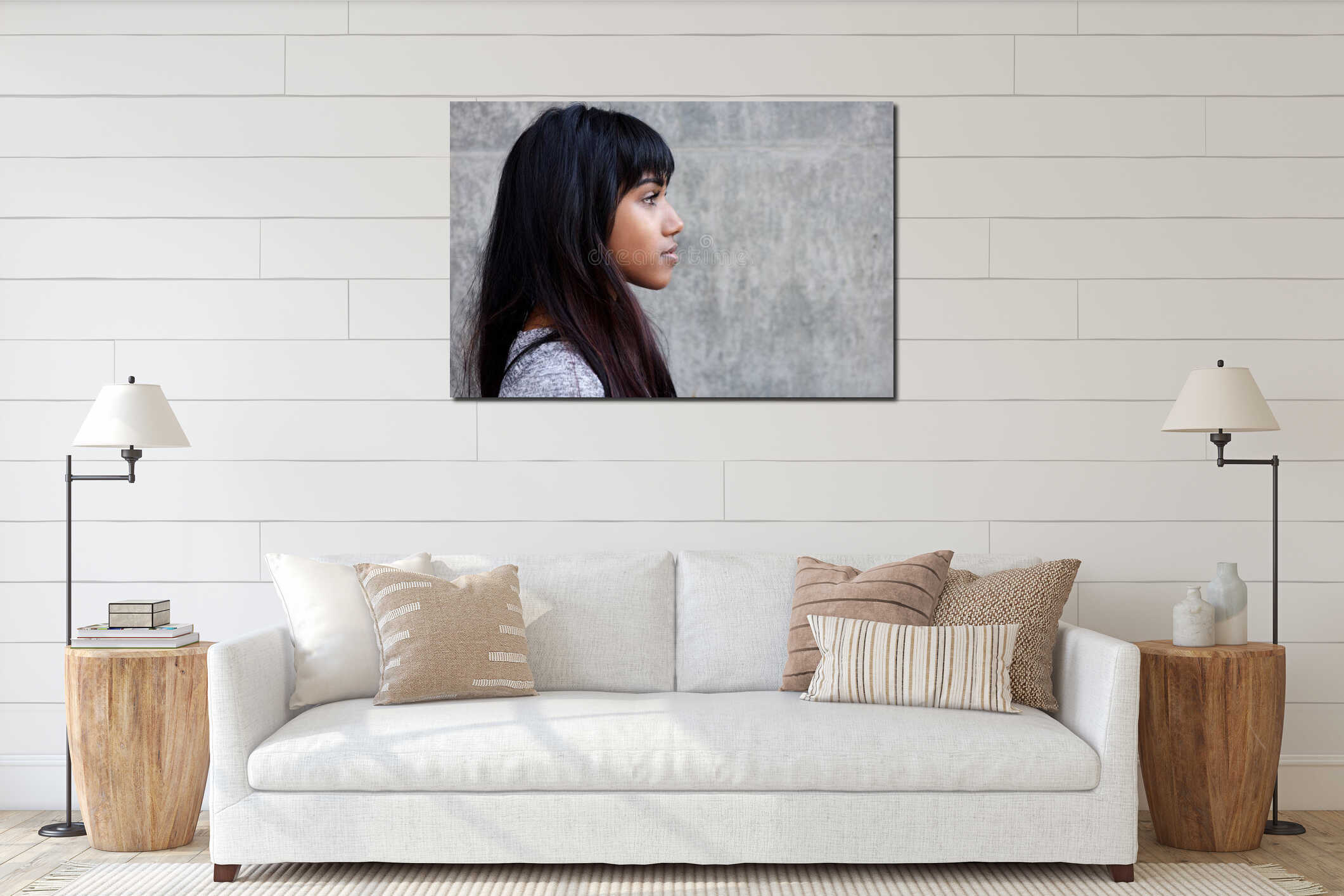 Canvas hanging interior mockup