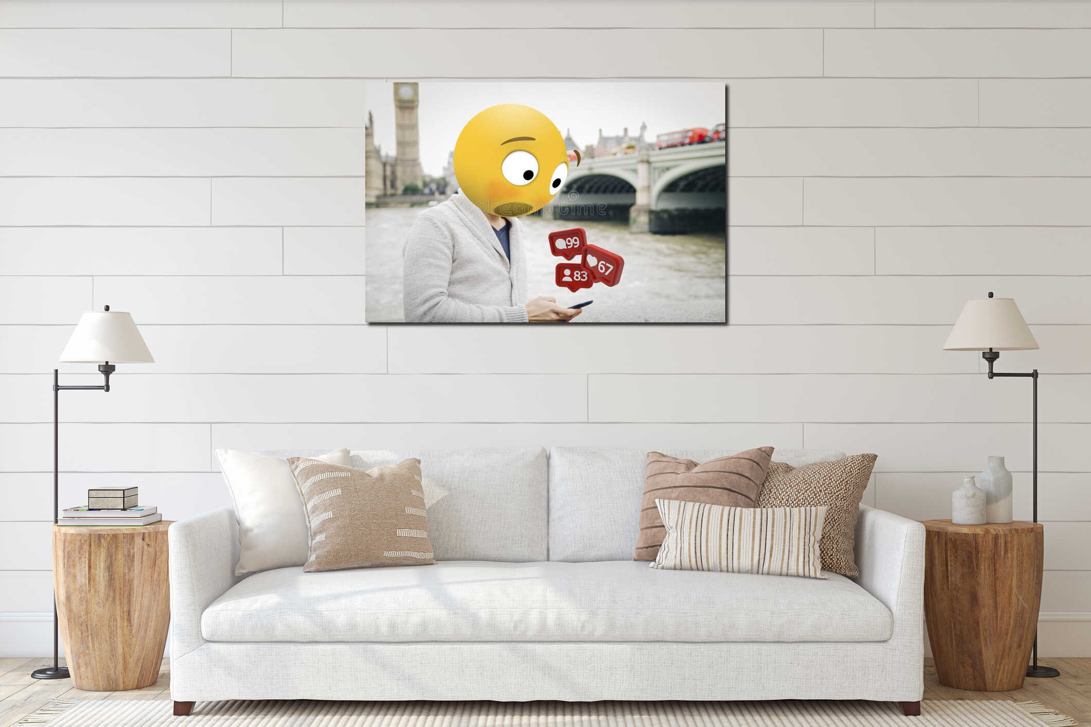 Canvas hanging interior mockup