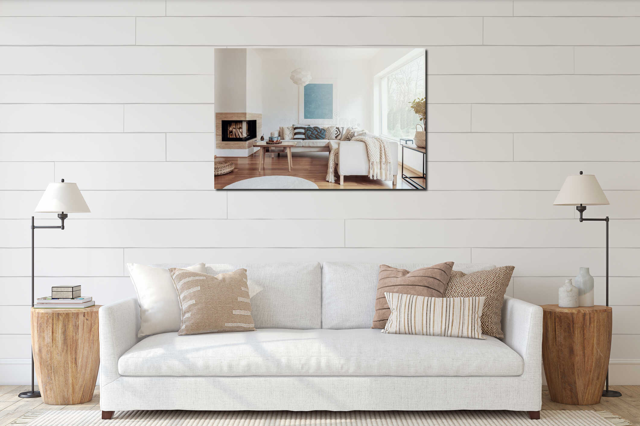Canvas hanging interior mockup