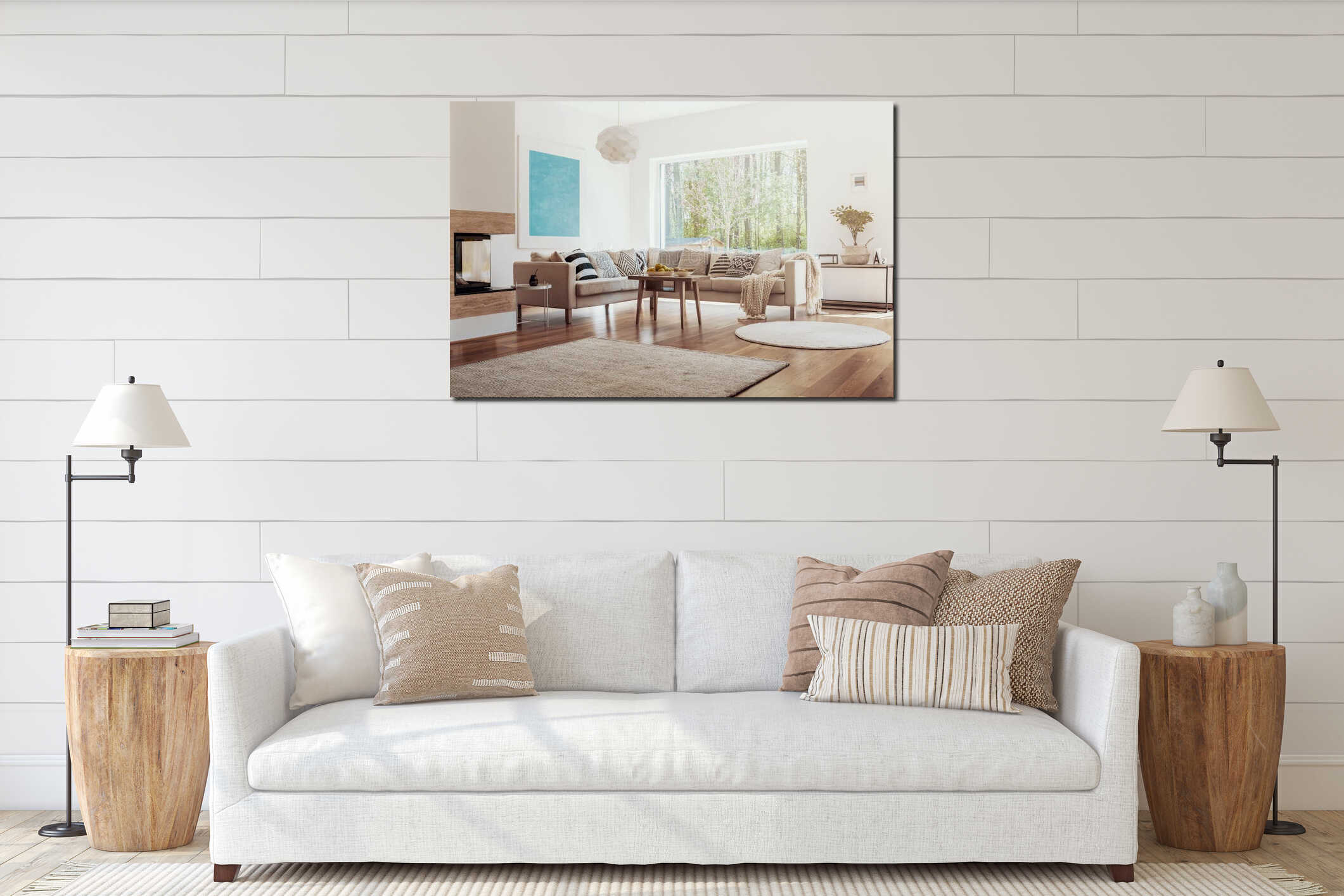 Canvas hanging interior mockup