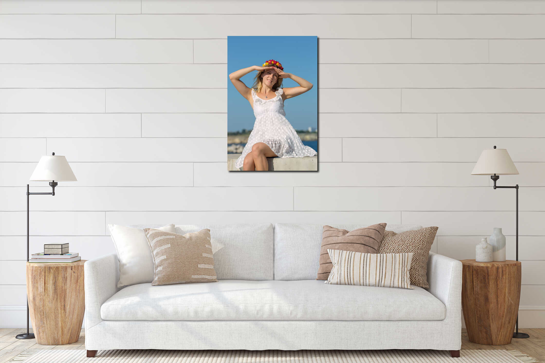 Canvas hanging interior mockup