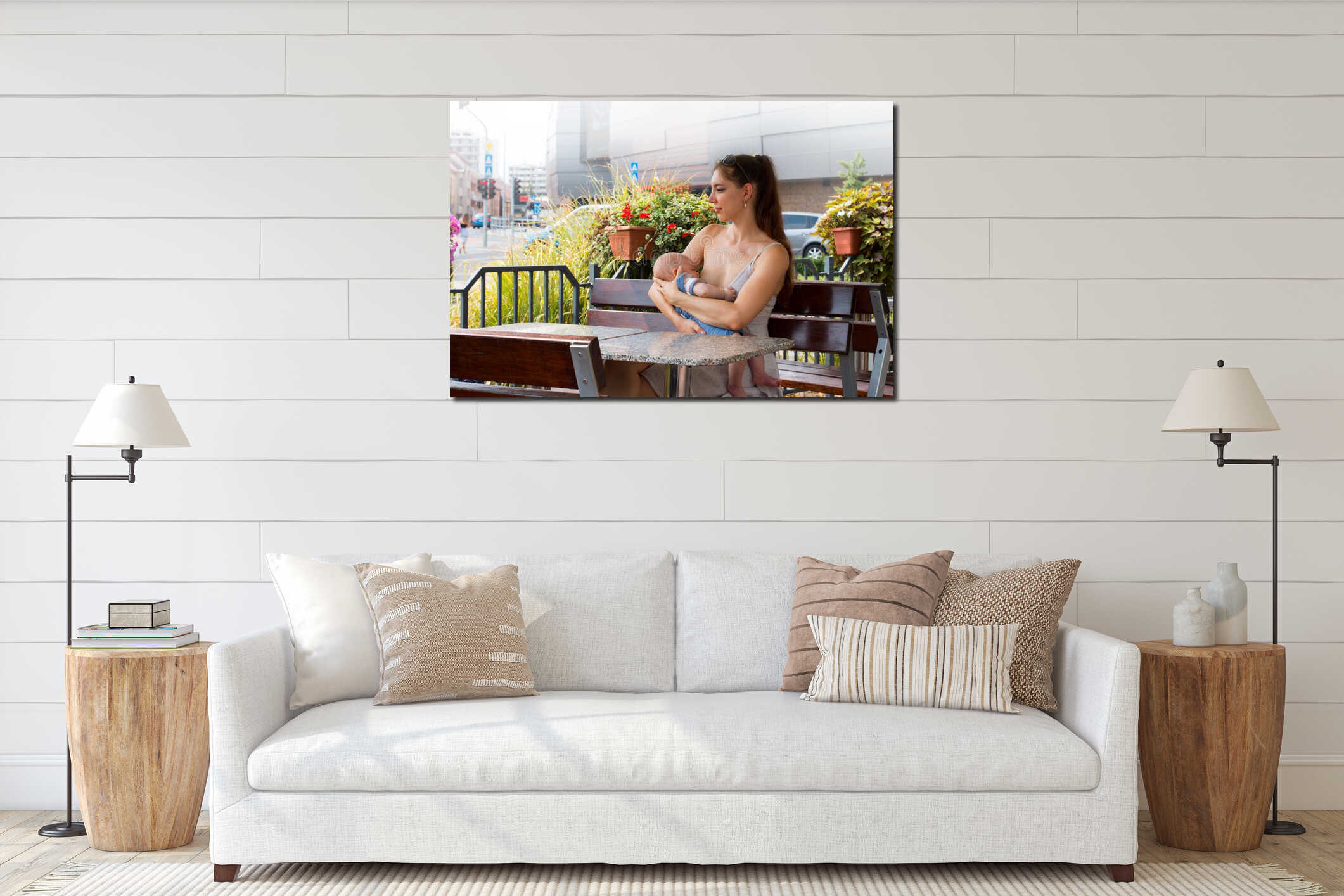 Canvas hanging interior mockup