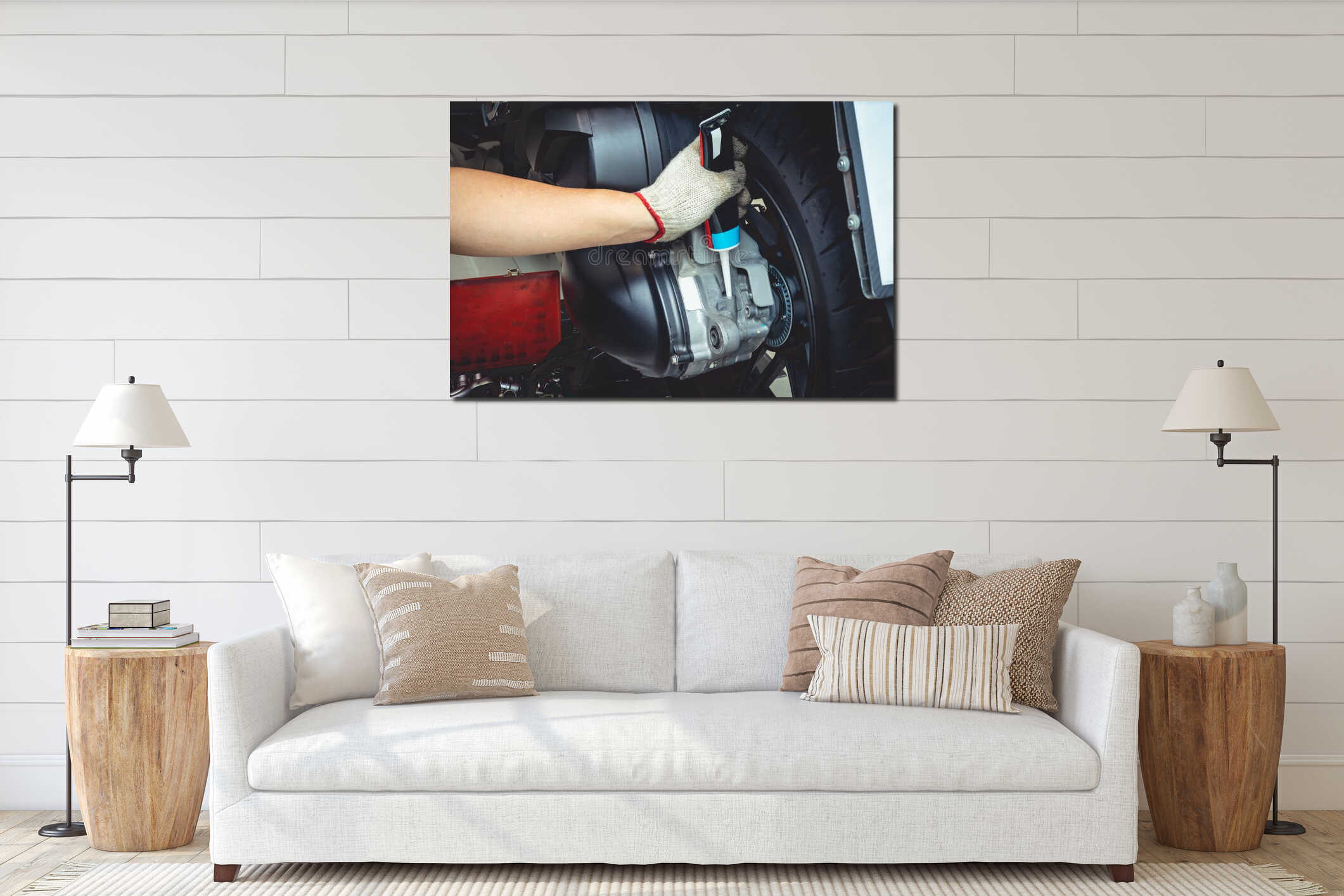 Canvas hanging interior mockup