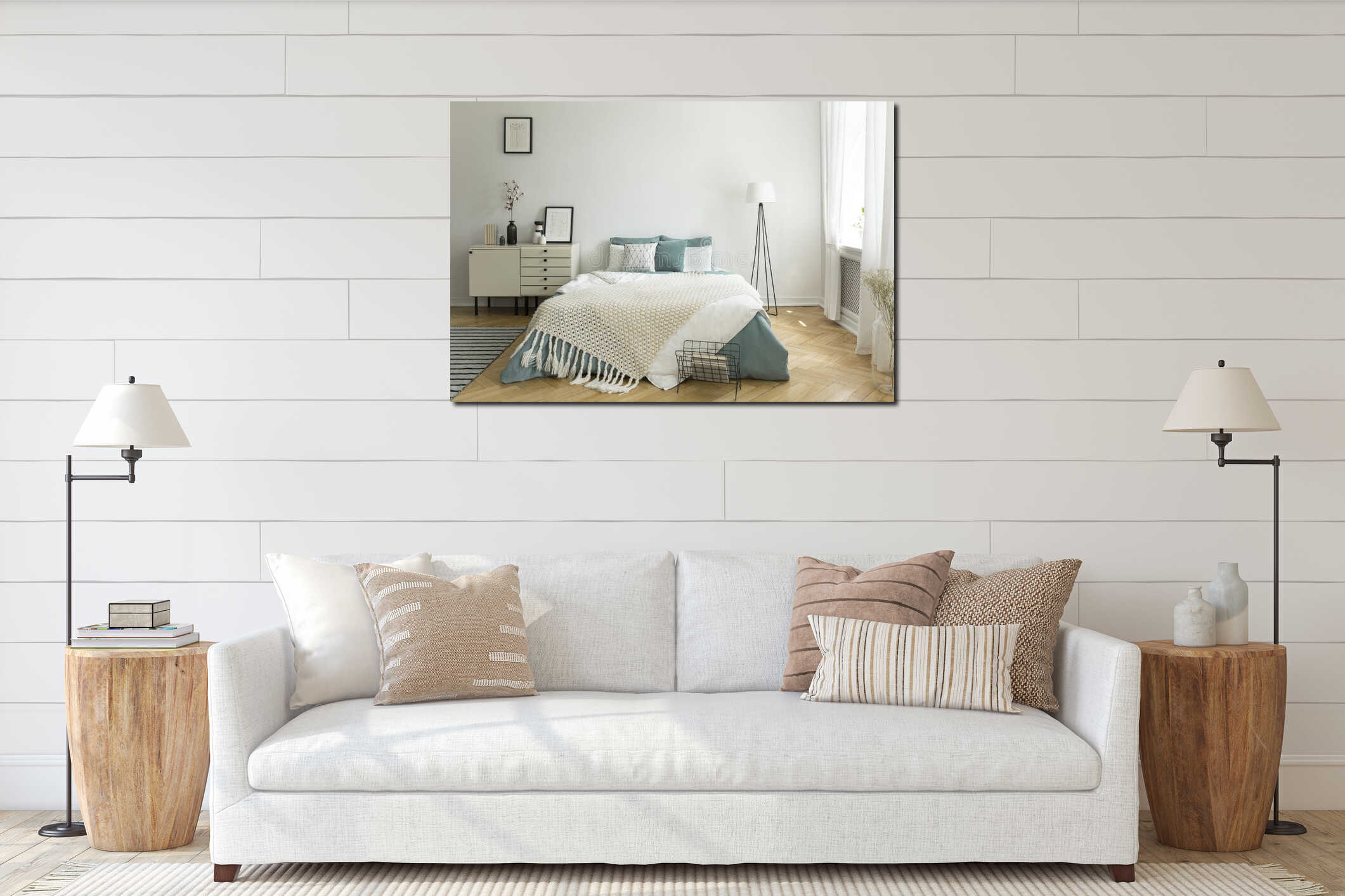 Canvas hanging interior mockup
