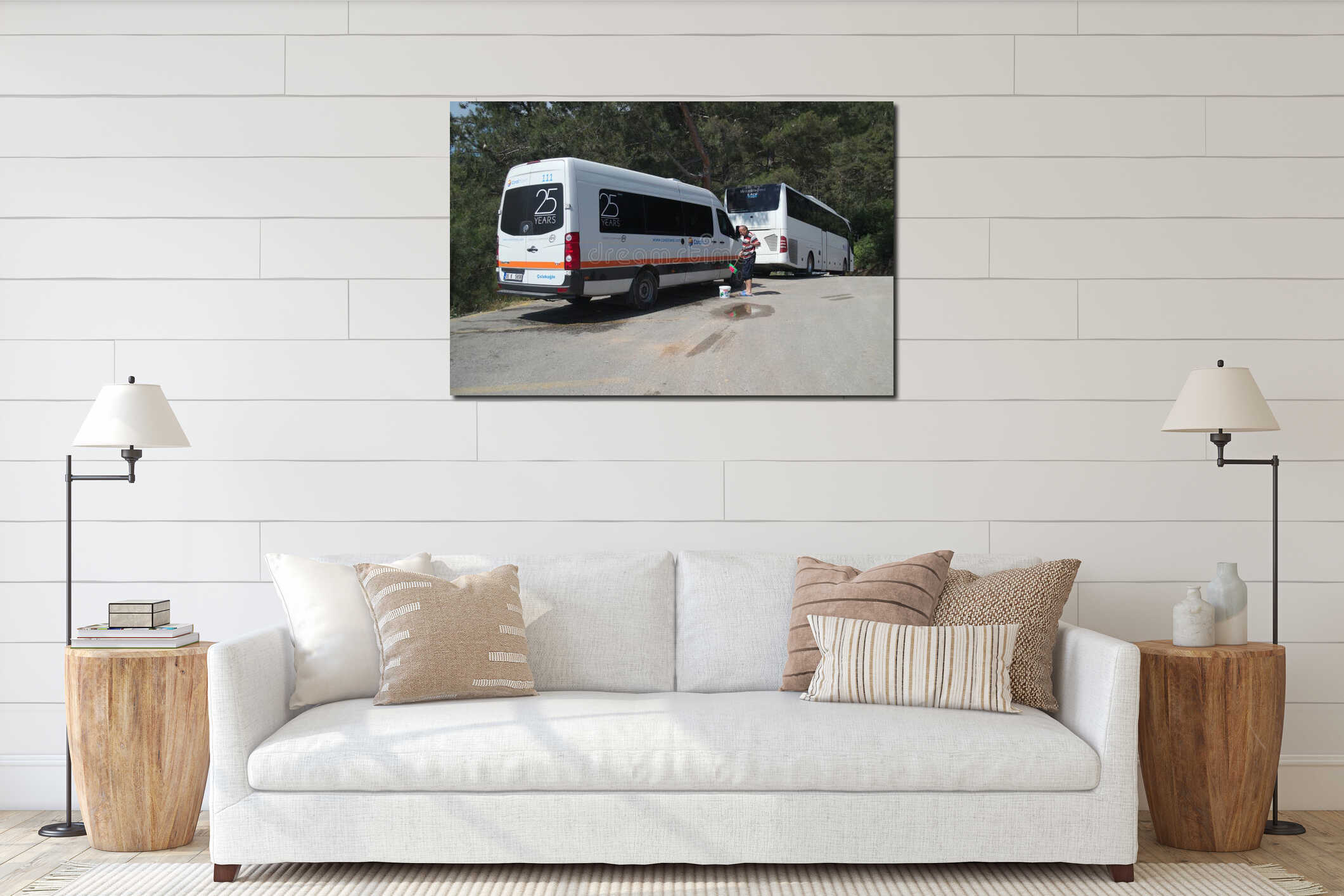 Canvas hanging interior mockup