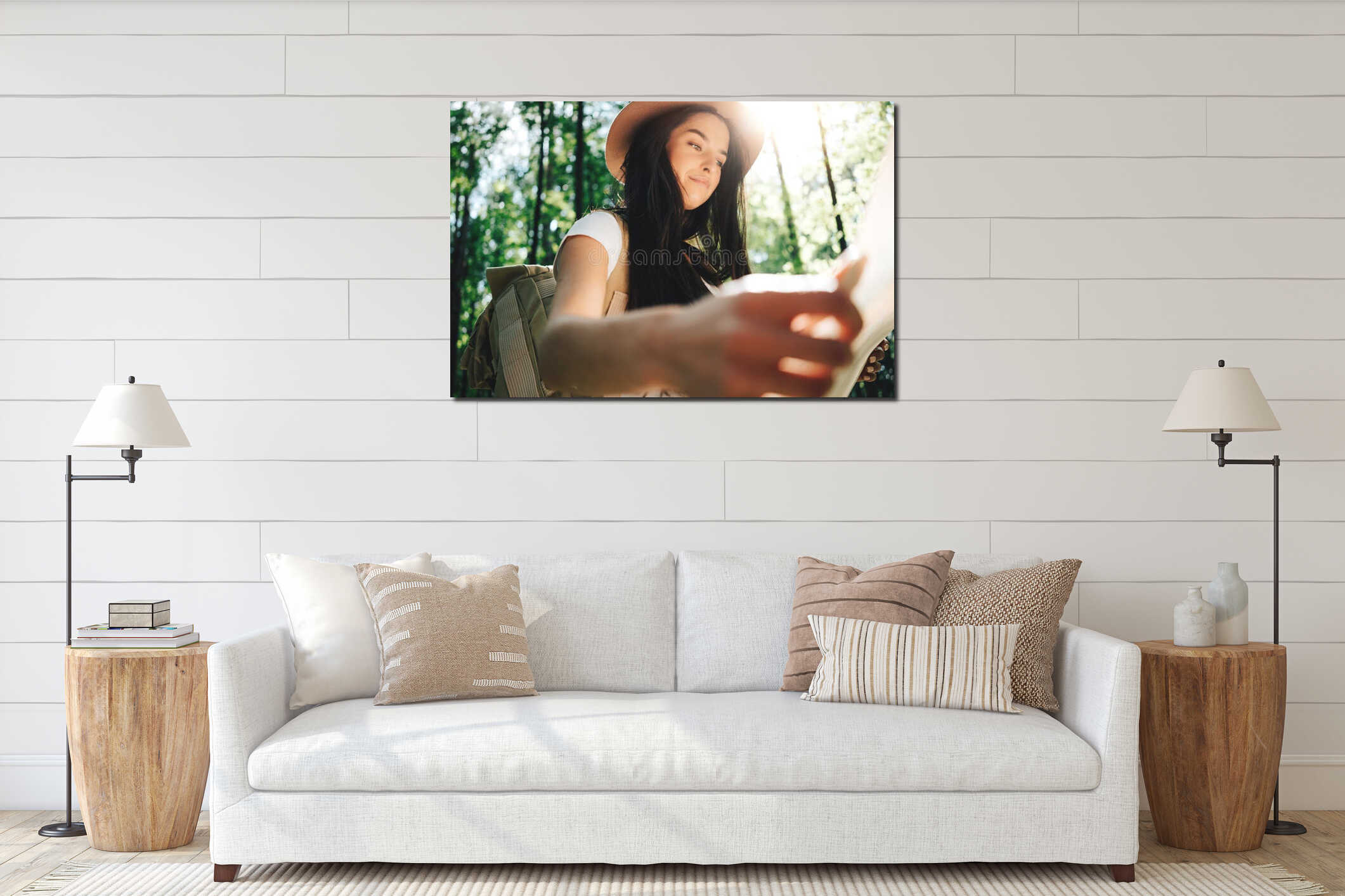 Canvas hanging interior mockup