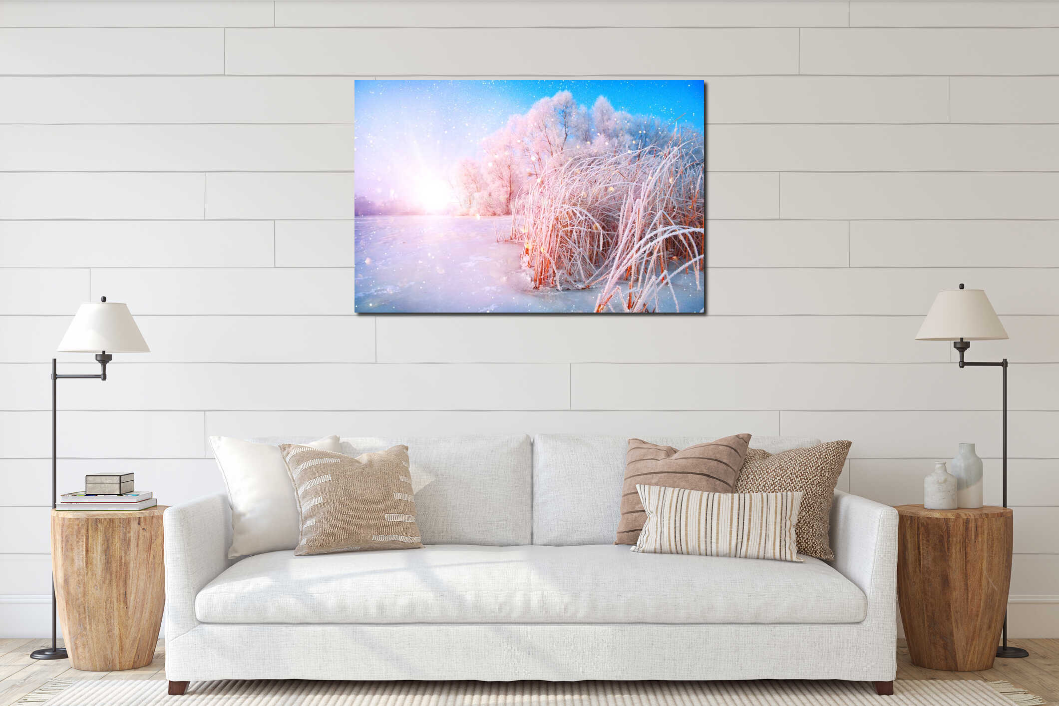 Canvas hanging interior mockup