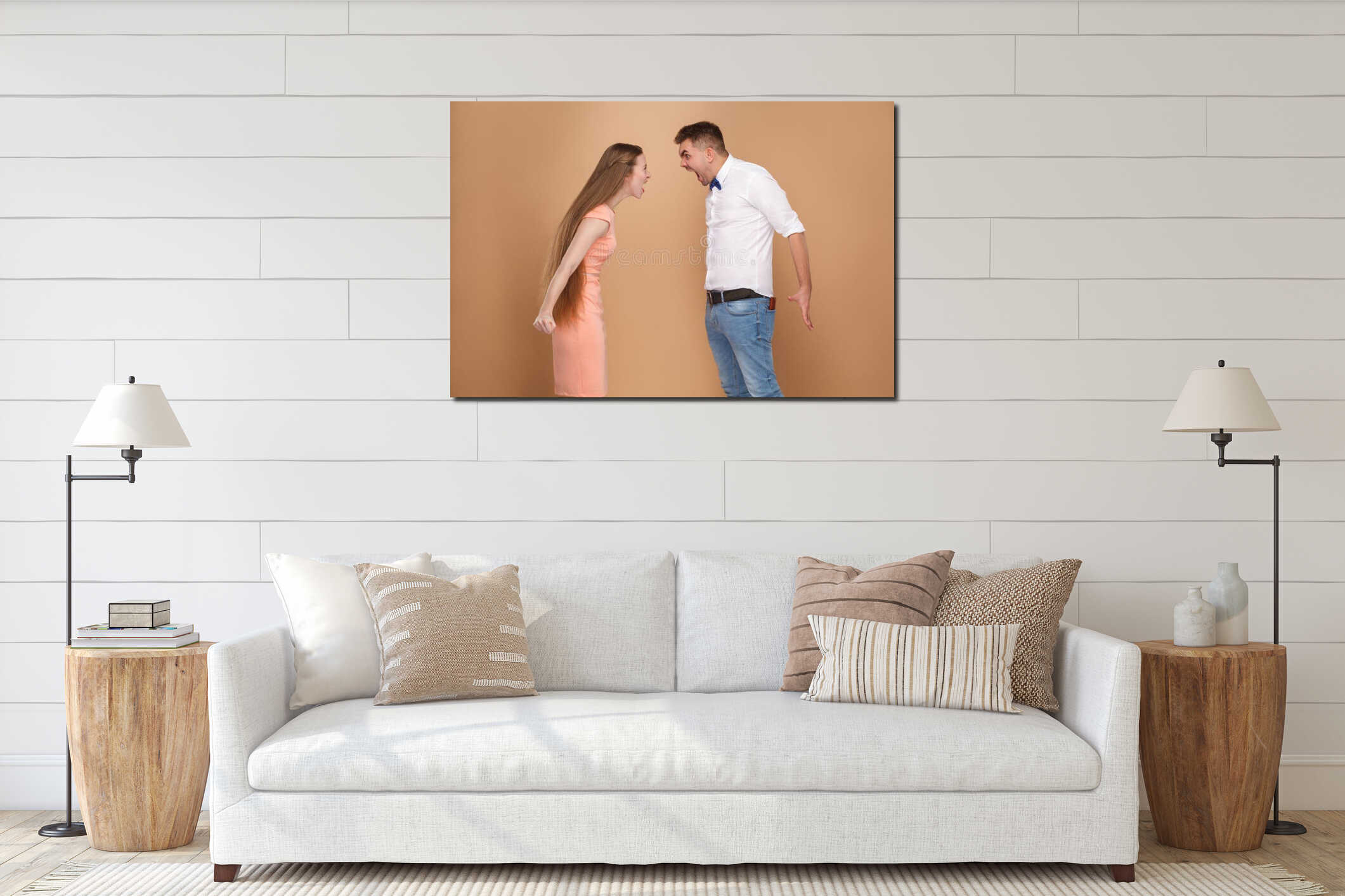 Canvas hanging interior mockup