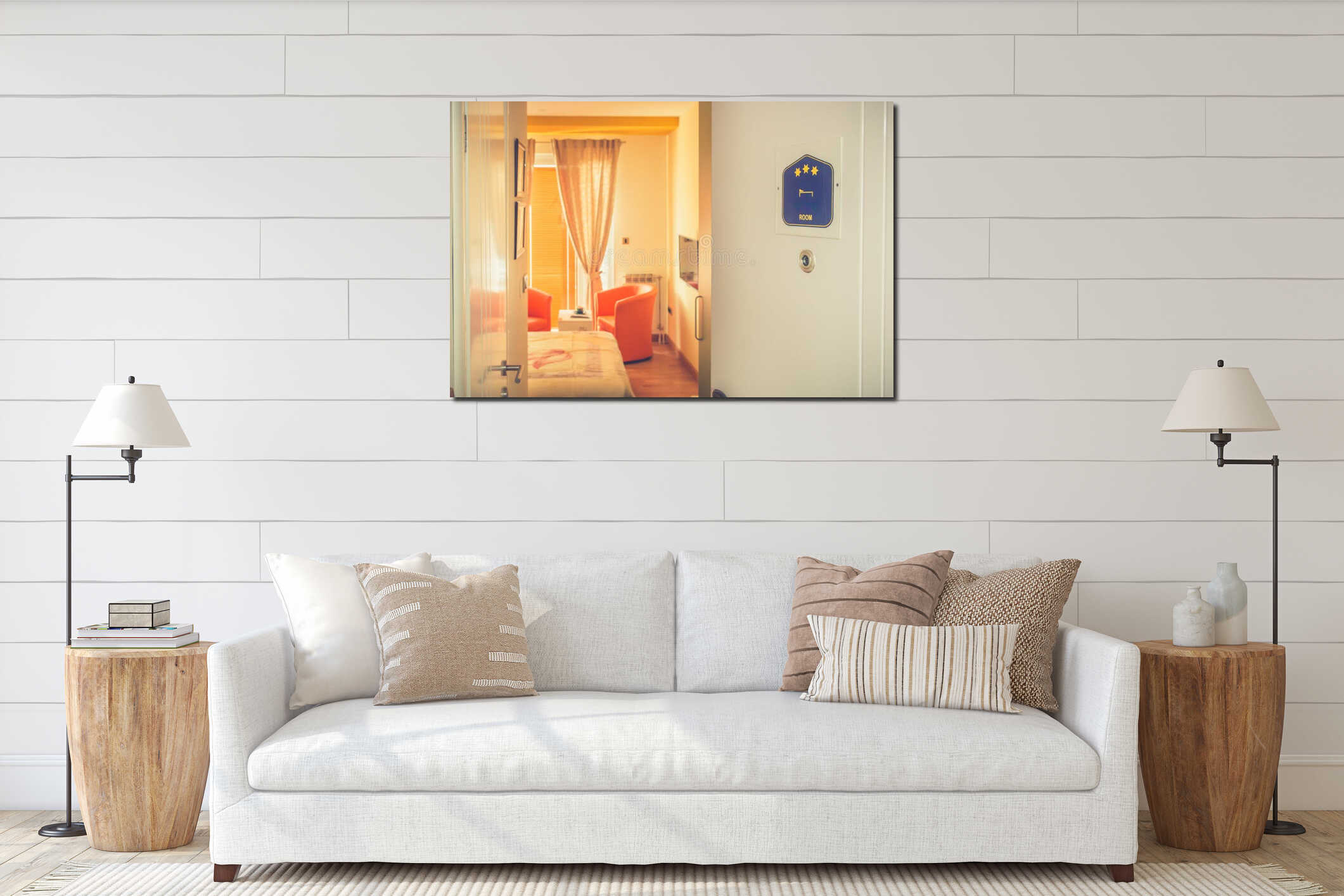 Canvas hanging interior mockup