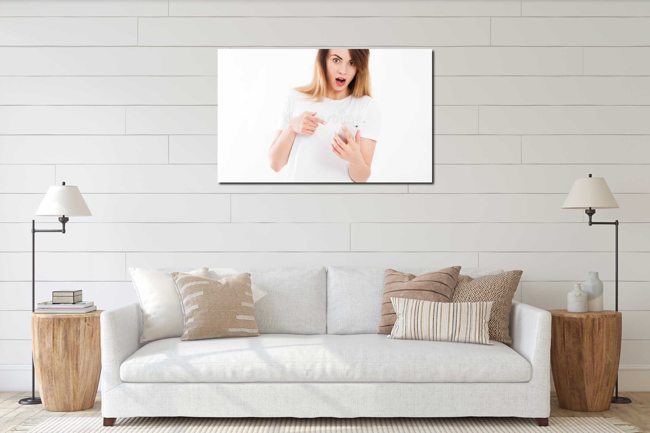 Canvas hanging interior mockup