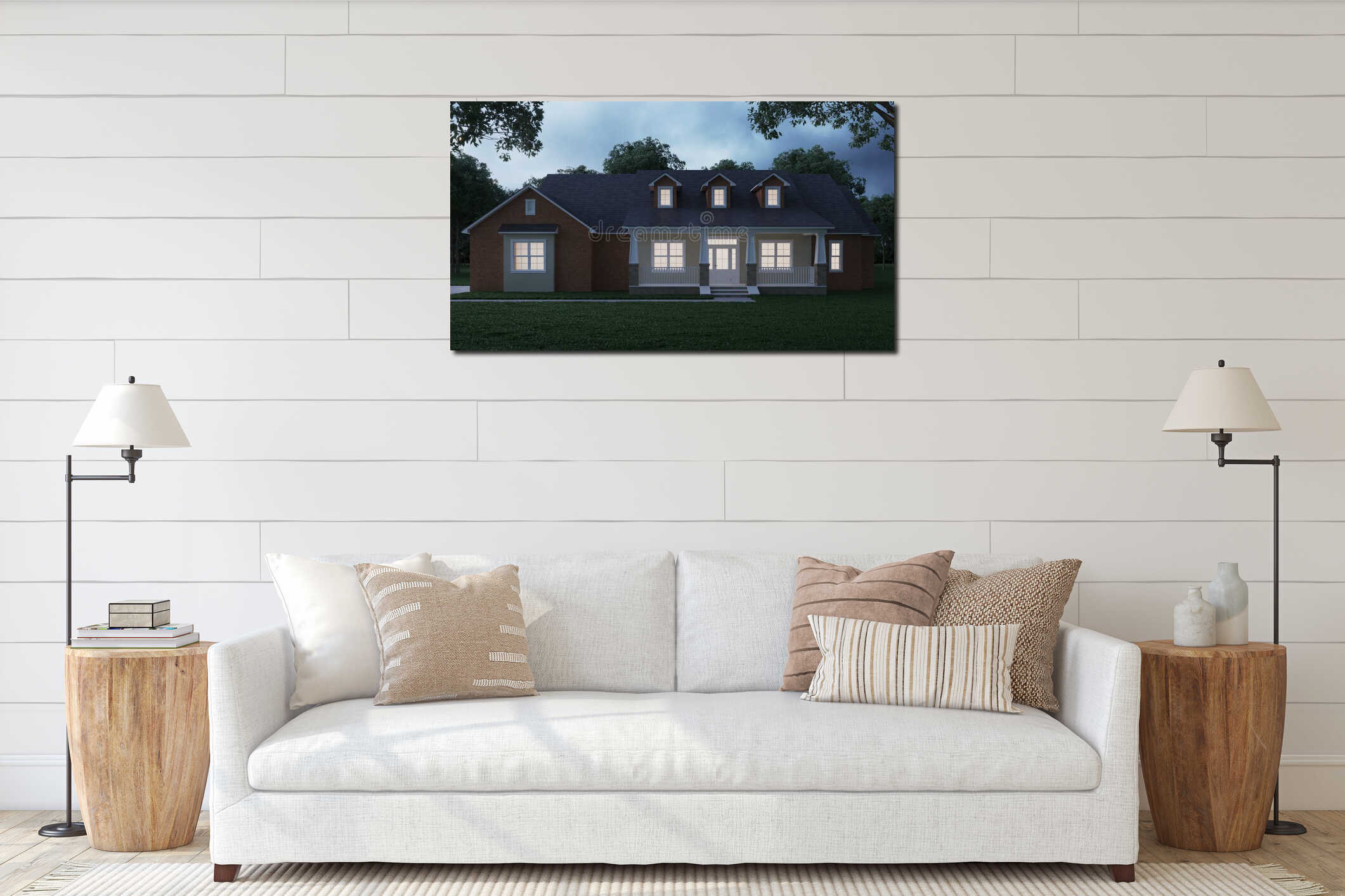Canvas hanging interior mockup