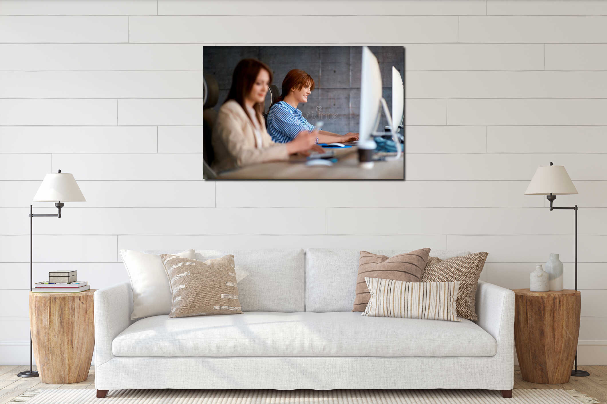 Canvas hanging interior mockup