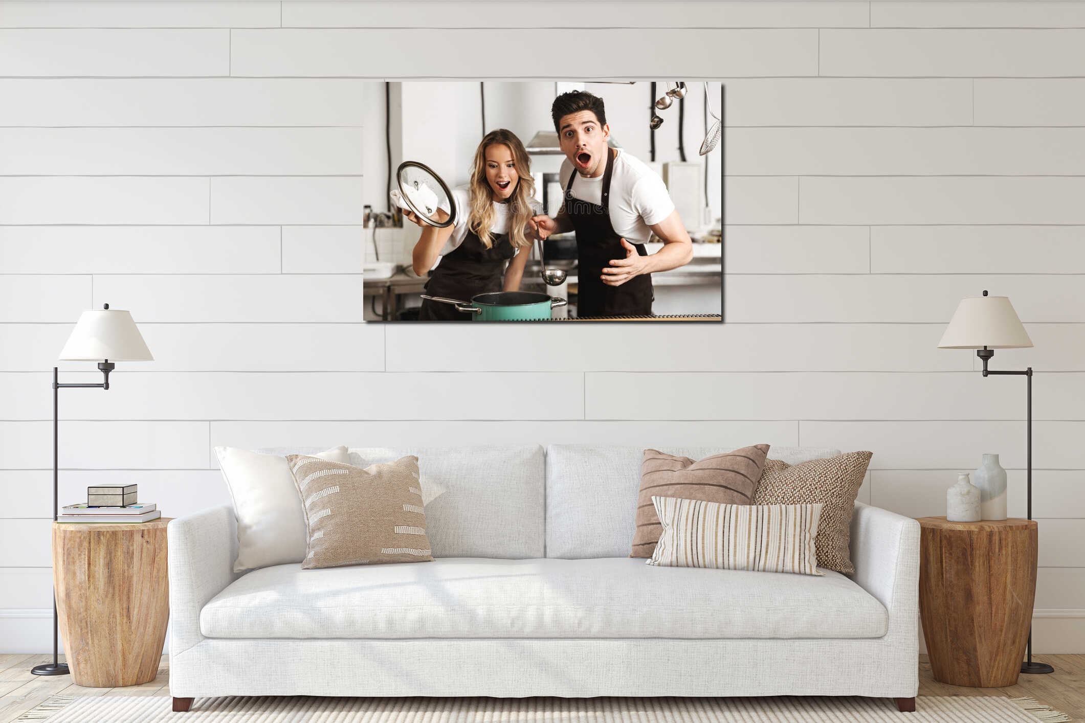 Canvas hanging interior mockup