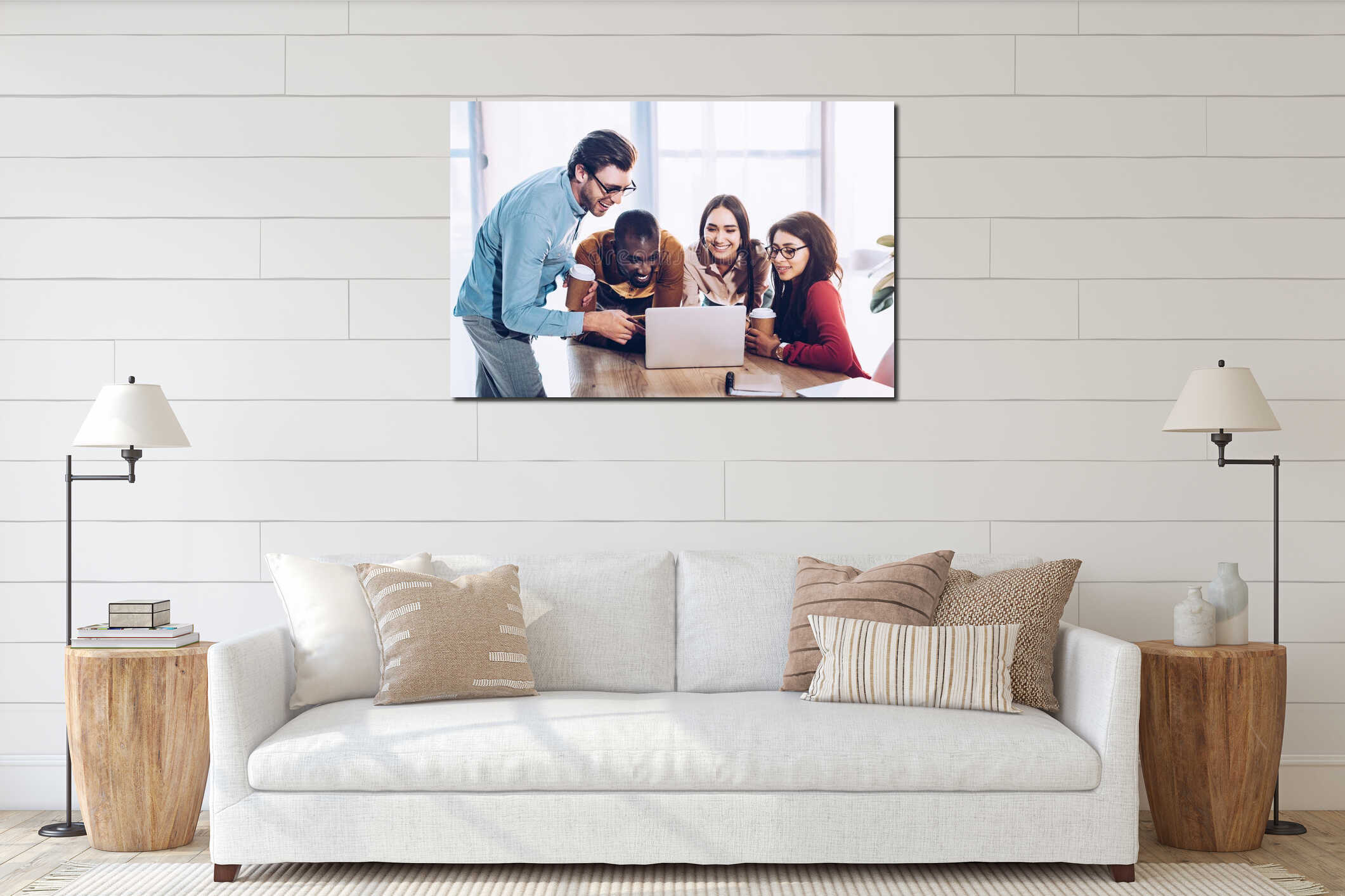 Canvas hanging interior mockup