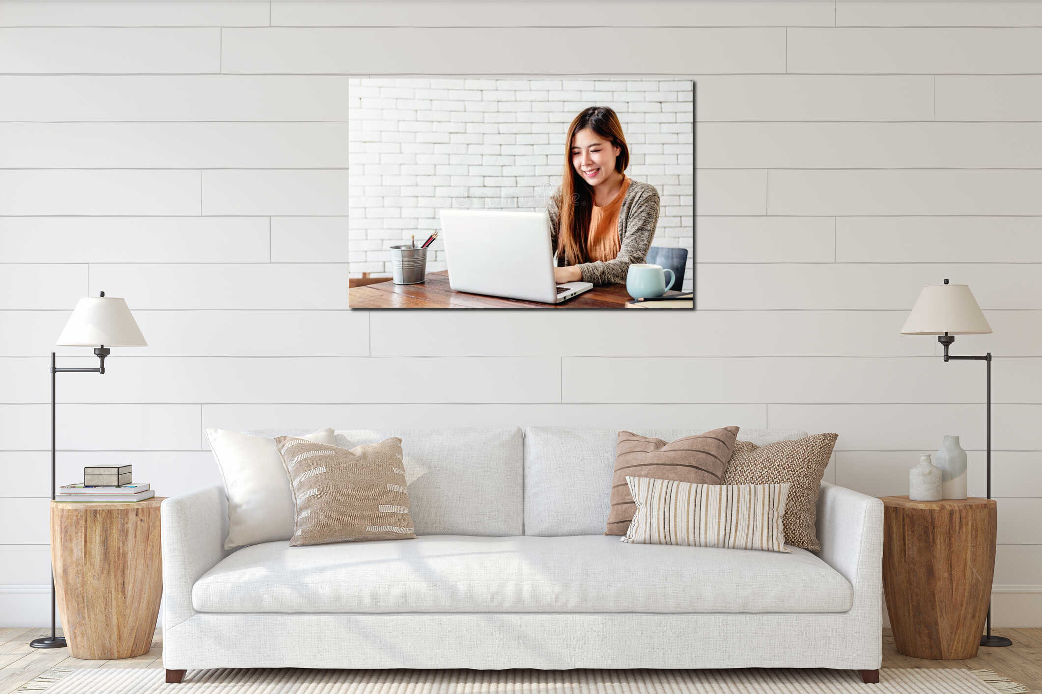 Canvas hanging interior mockup