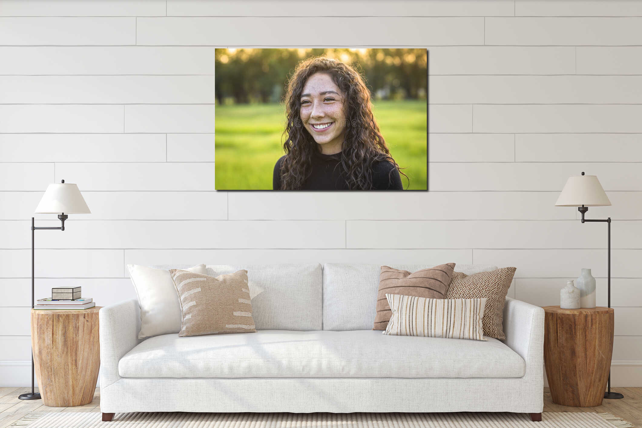 Canvas hanging interior mockup