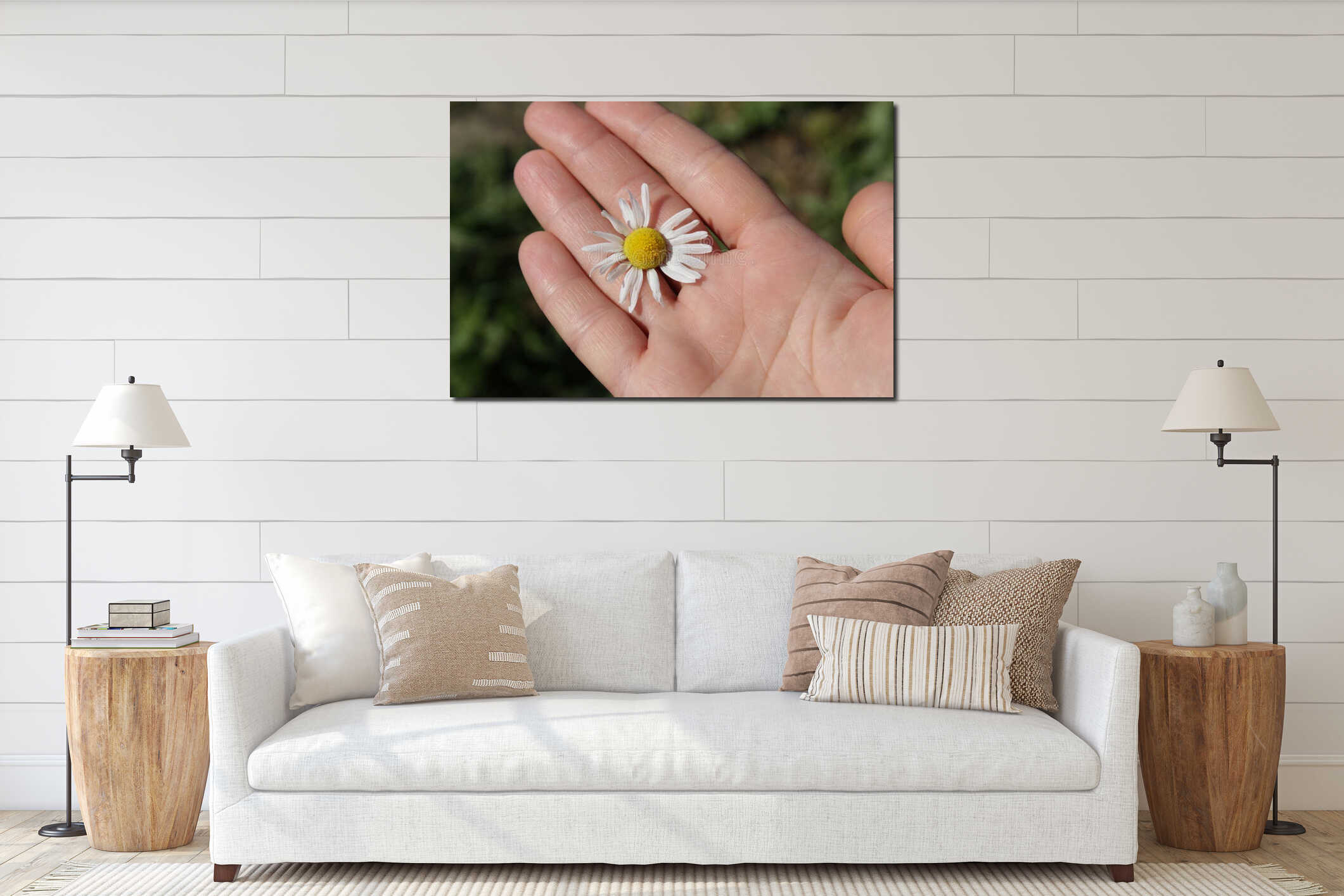 Canvas hanging interior mockup