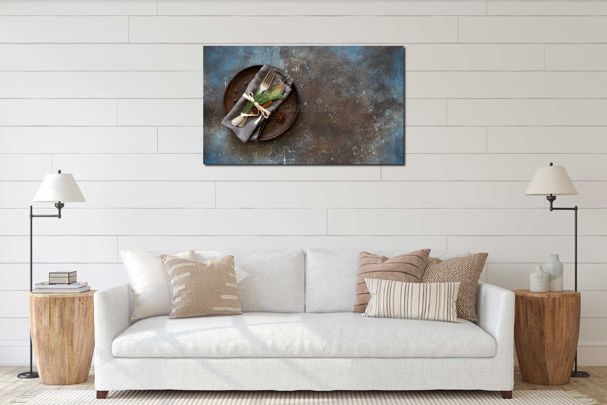 Canvas hanging interior mockup
