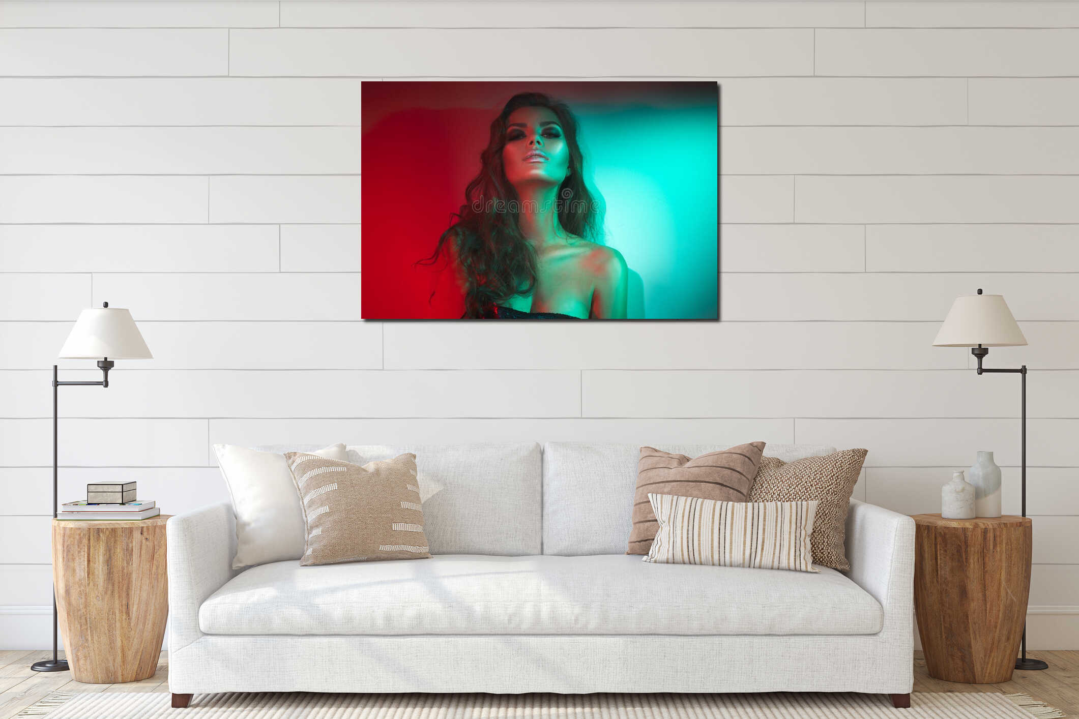 Canvas hanging interior mockup