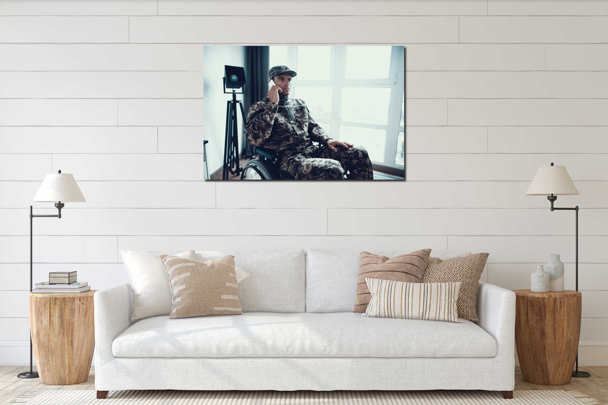 Canvas hanging interior mockup