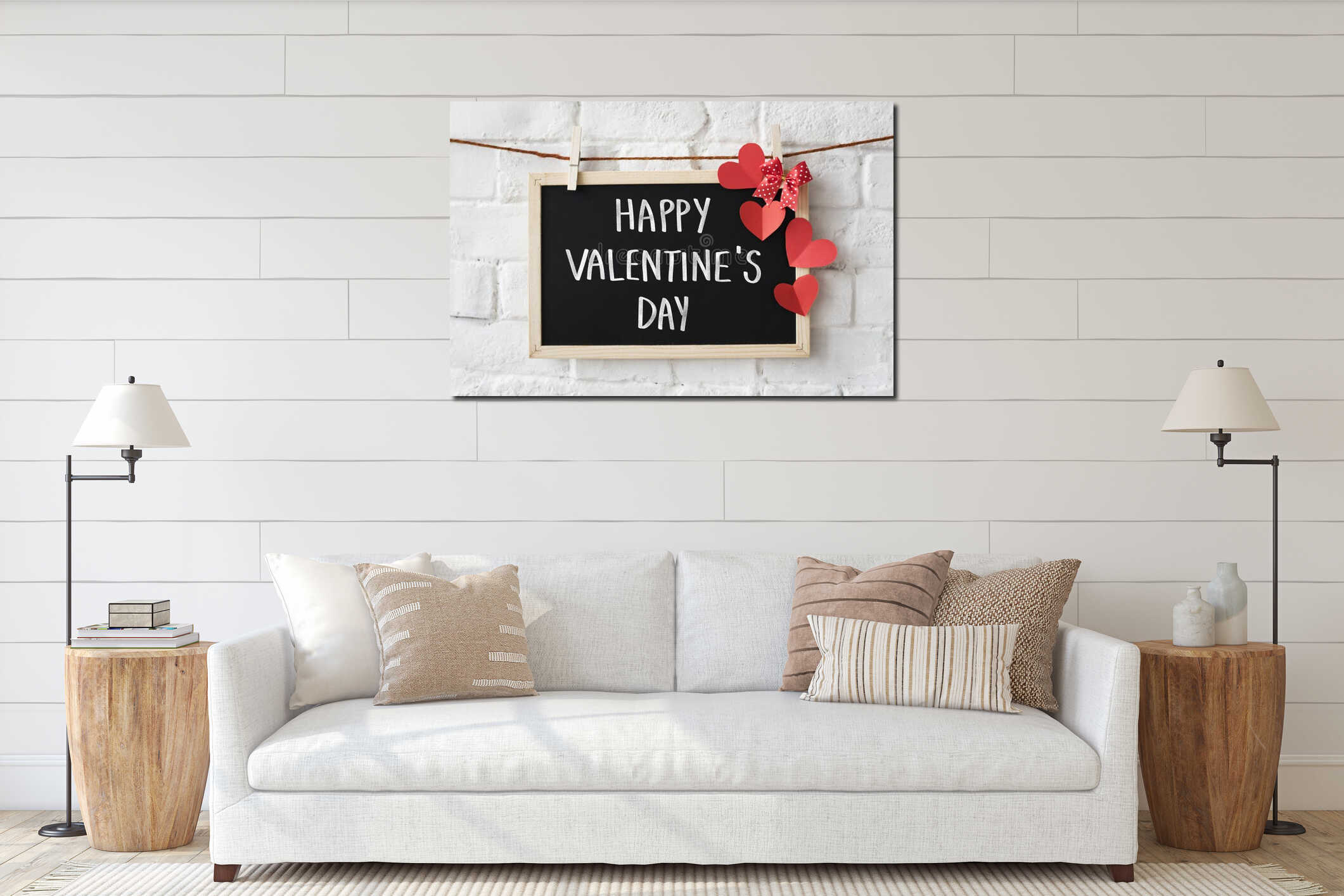 Canvas hanging interior mockup