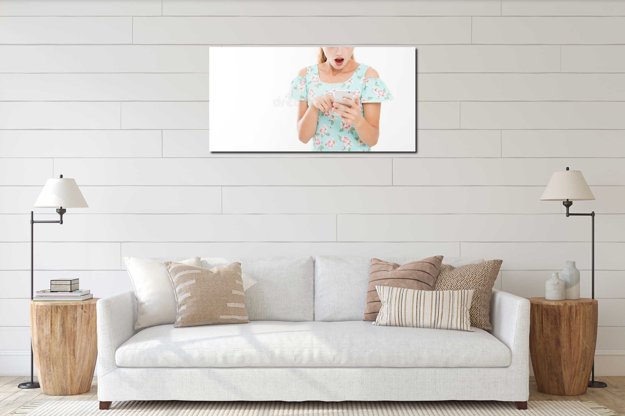 Canvas hanging interior mockup