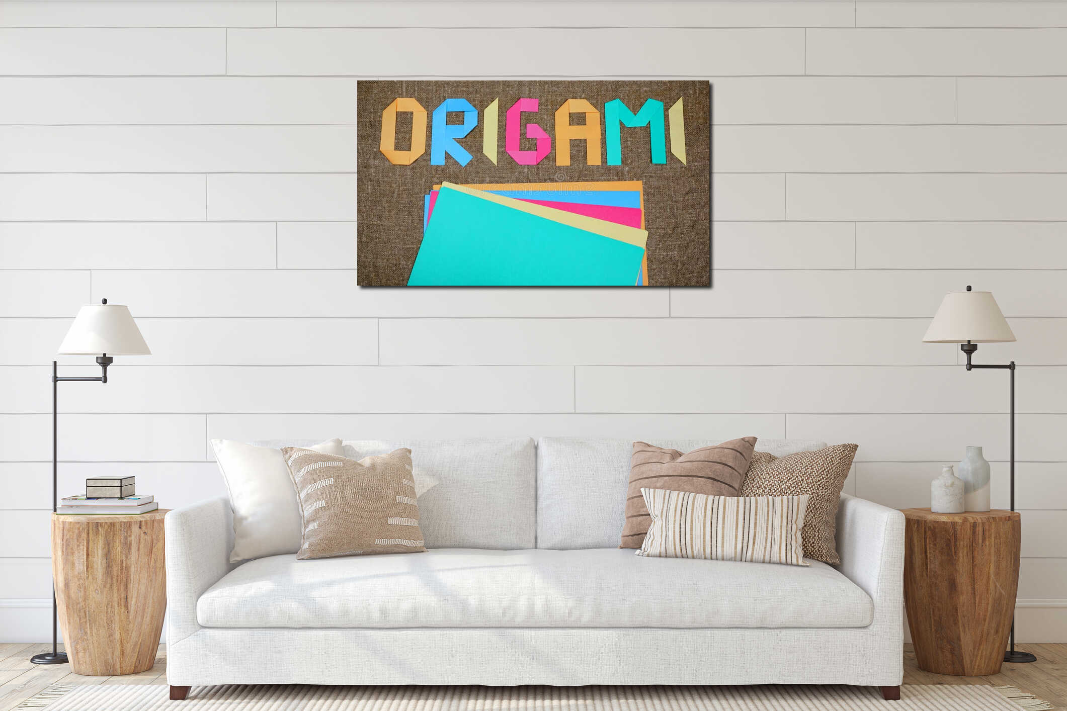 Canvas hanging interior mockup