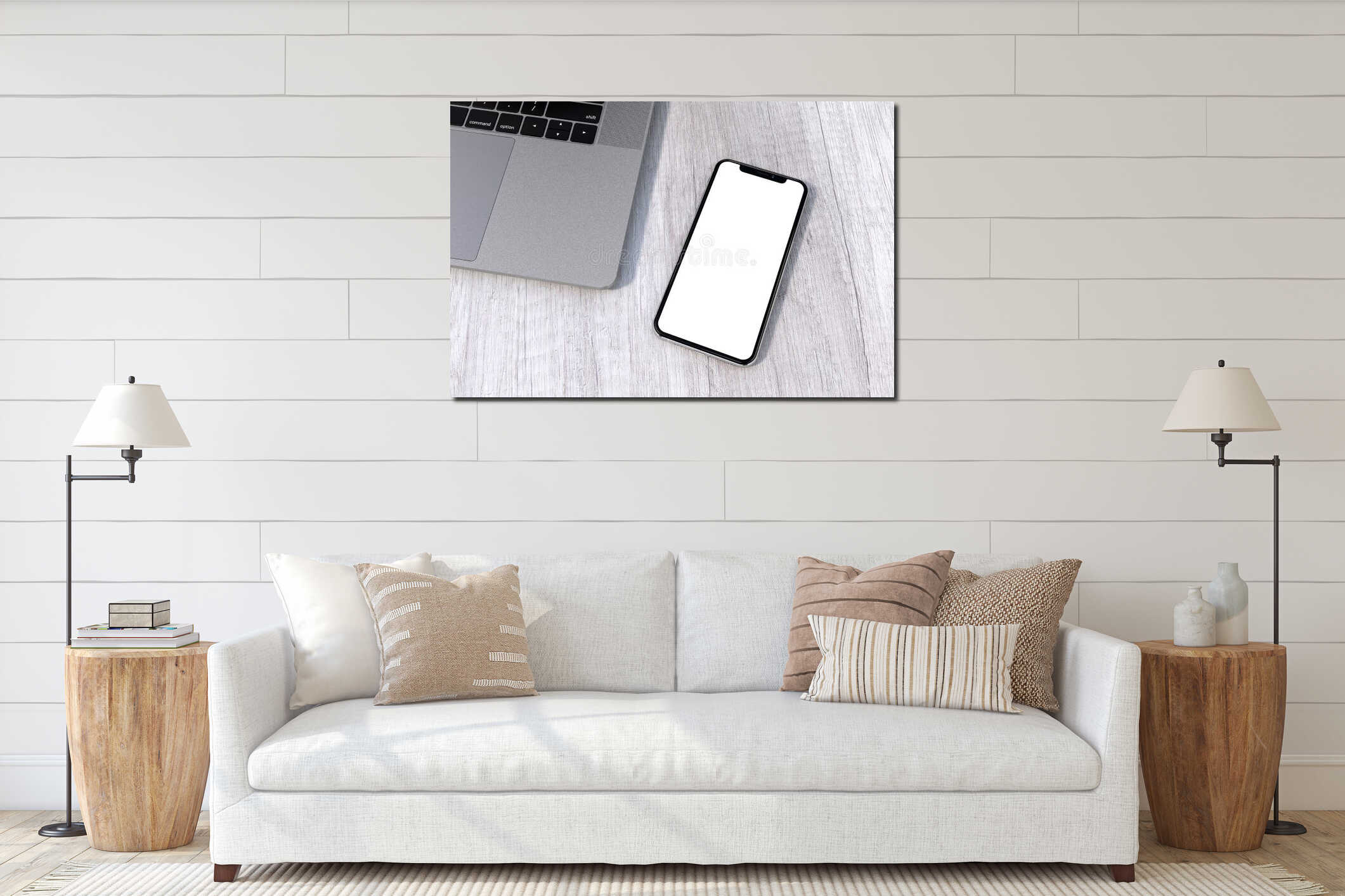 Canvas hanging interior mockup