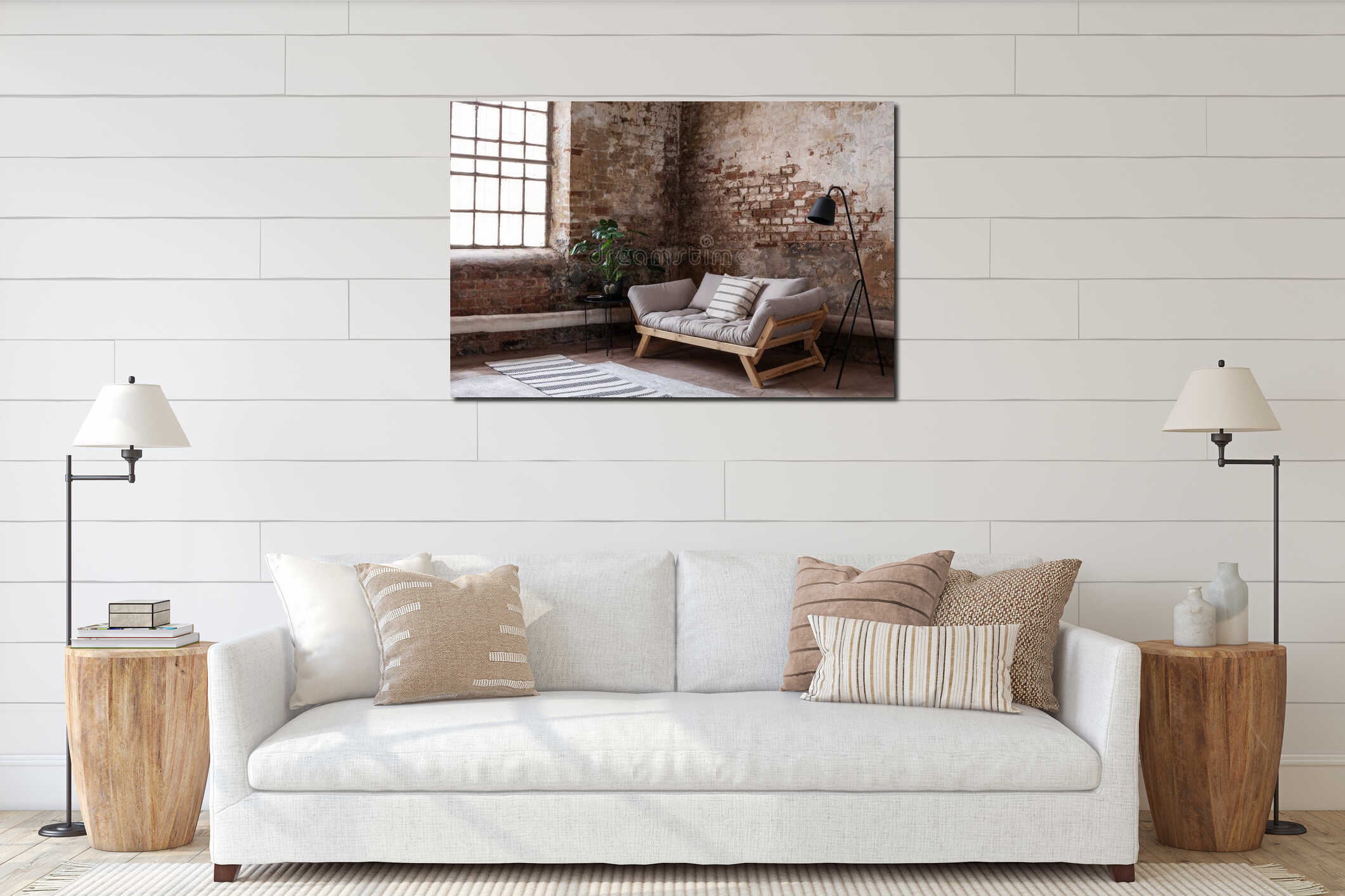 Canvas hanging interior mockup