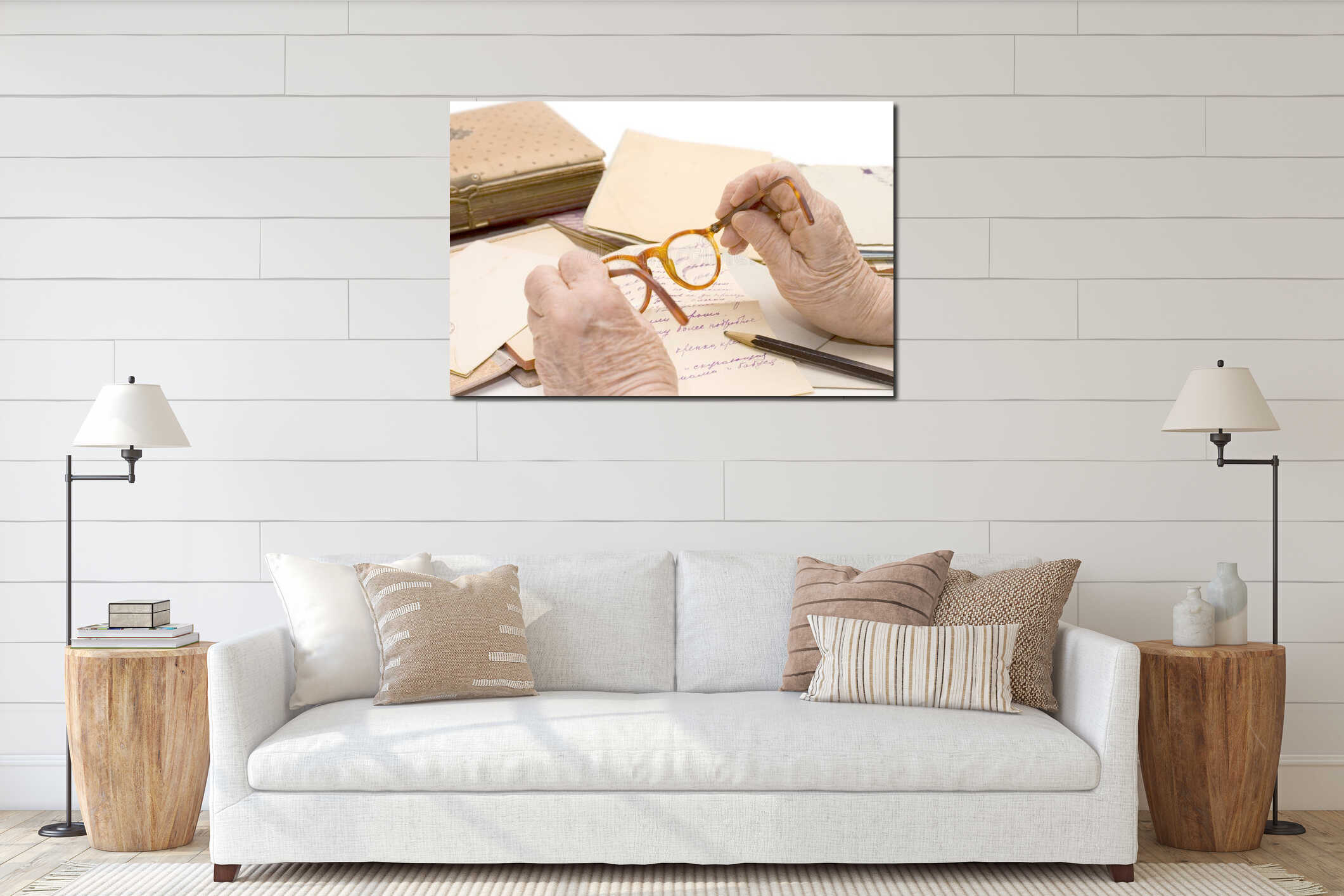 Canvas hanging interior mockup