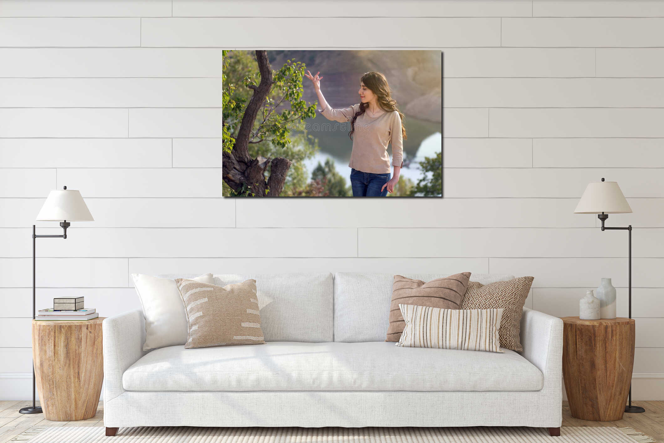 Canvas hanging interior mockup