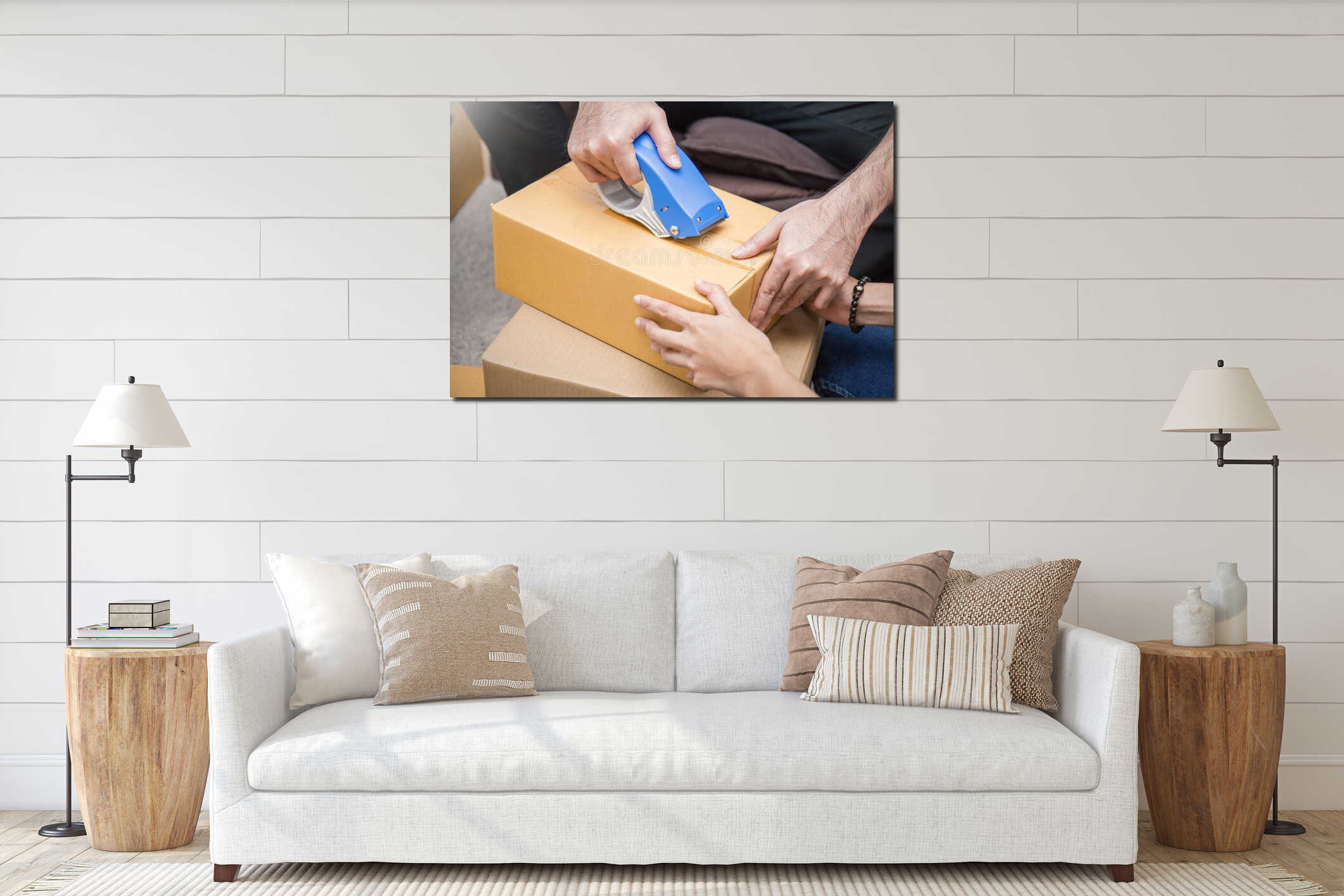 Canvas hanging interior mockup