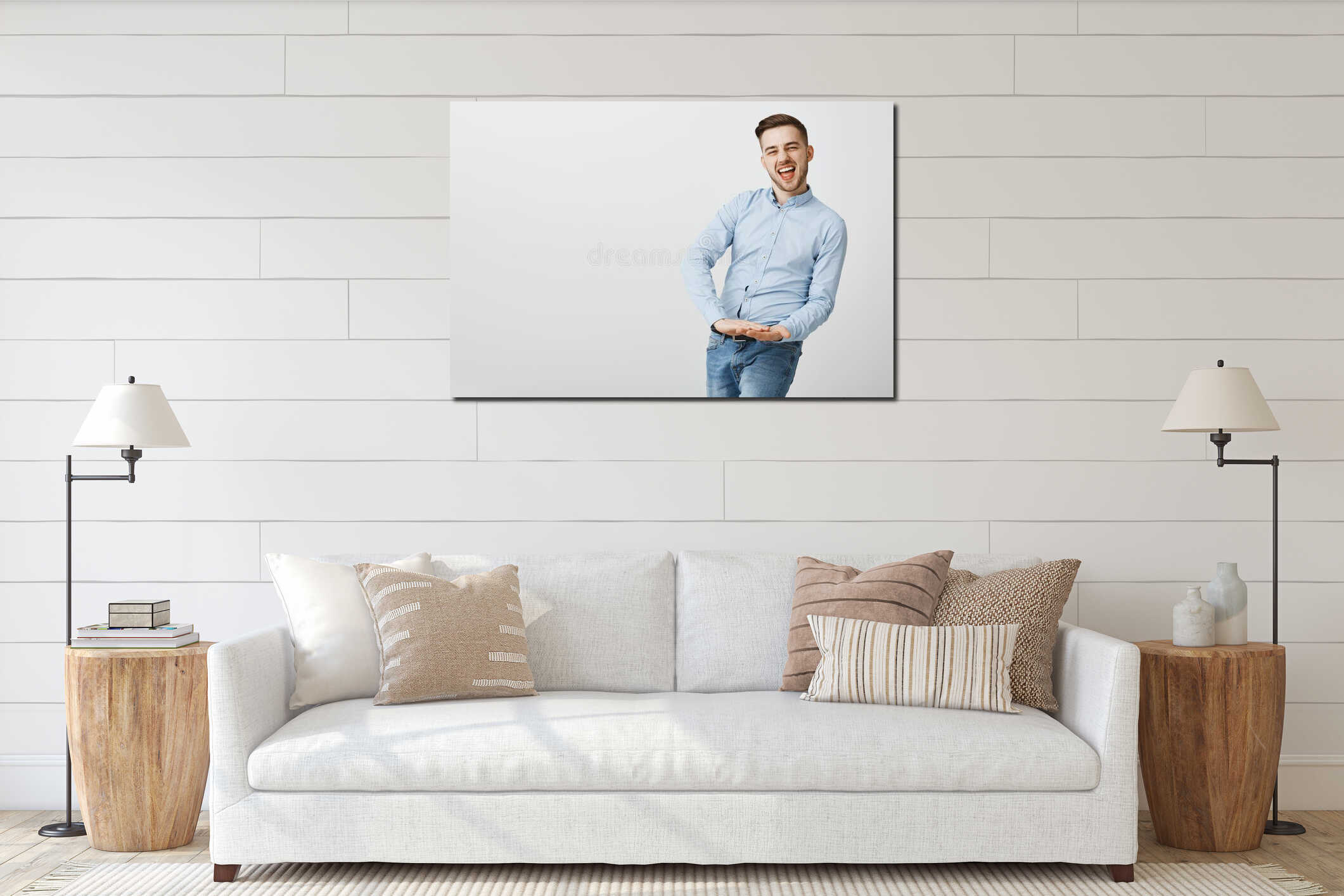 Canvas hanging interior mockup