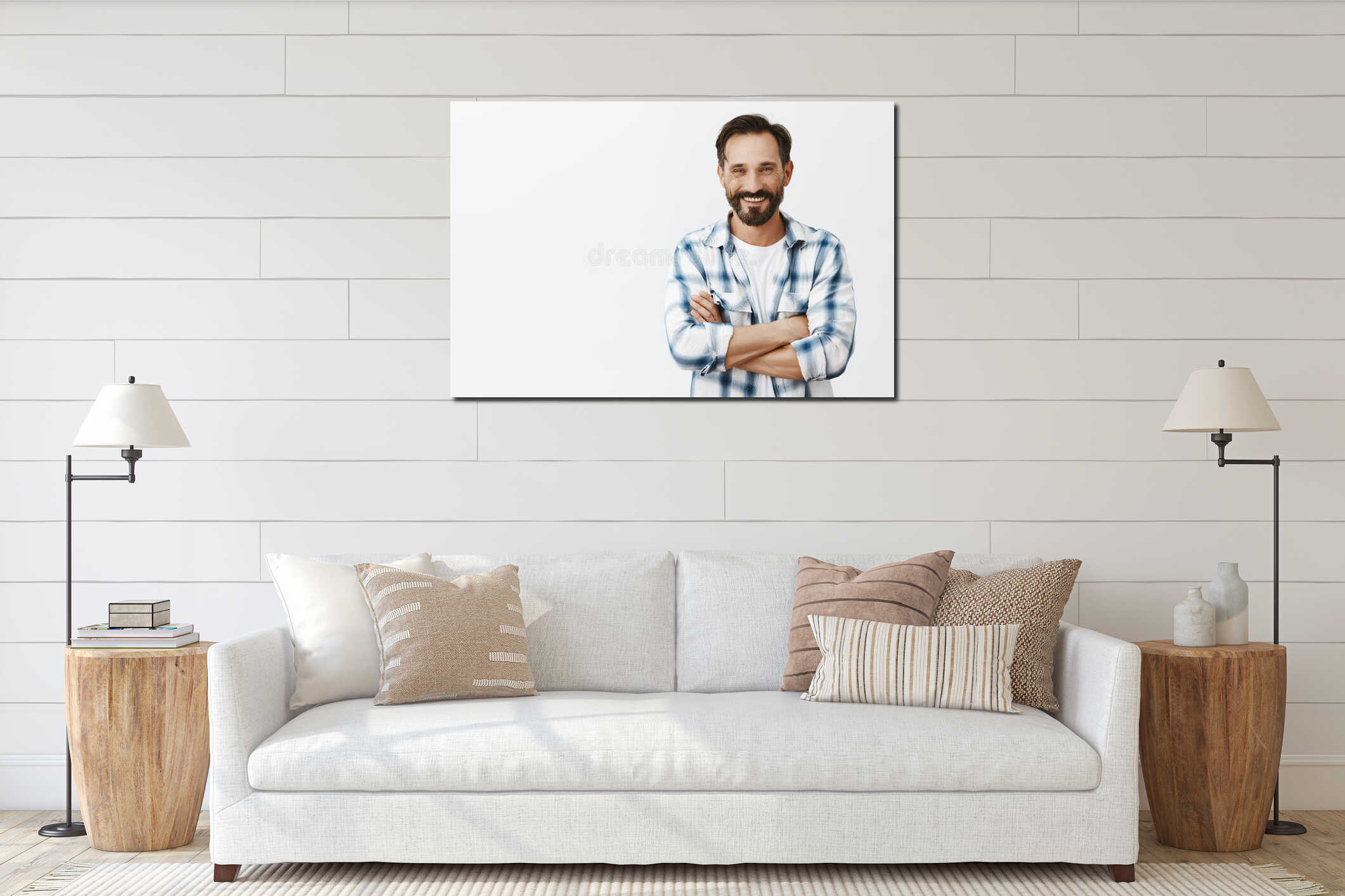 Canvas hanging interior mockup