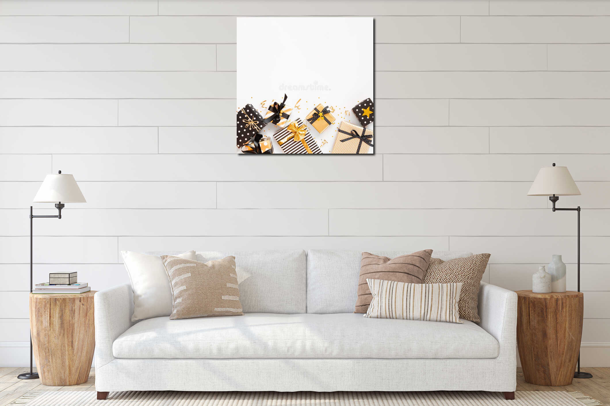 Canvas hanging interior mockup