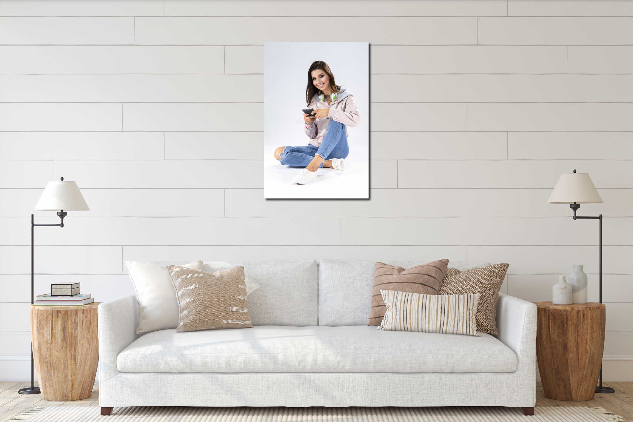 Canvas hanging interior mockup