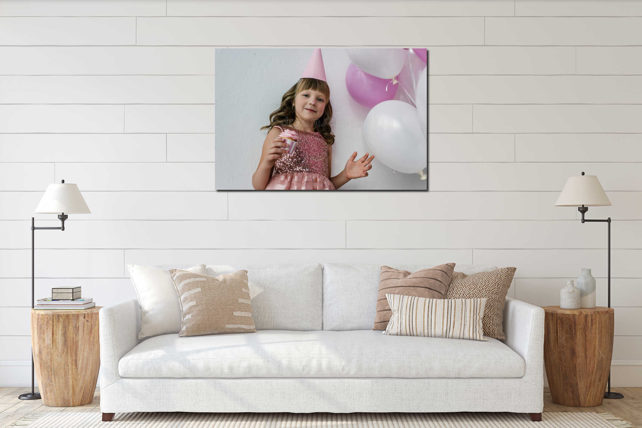 Canvas hanging interior mockup
