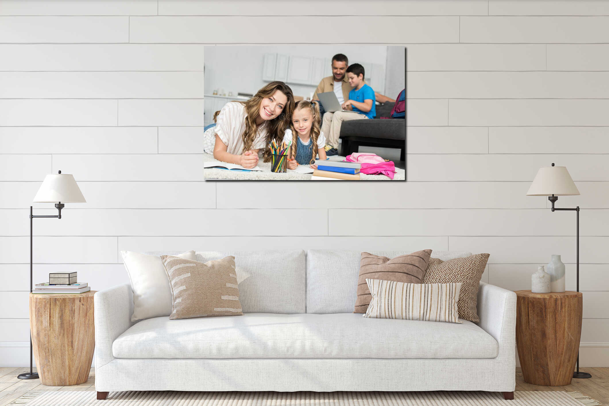Canvas hanging interior mockup
