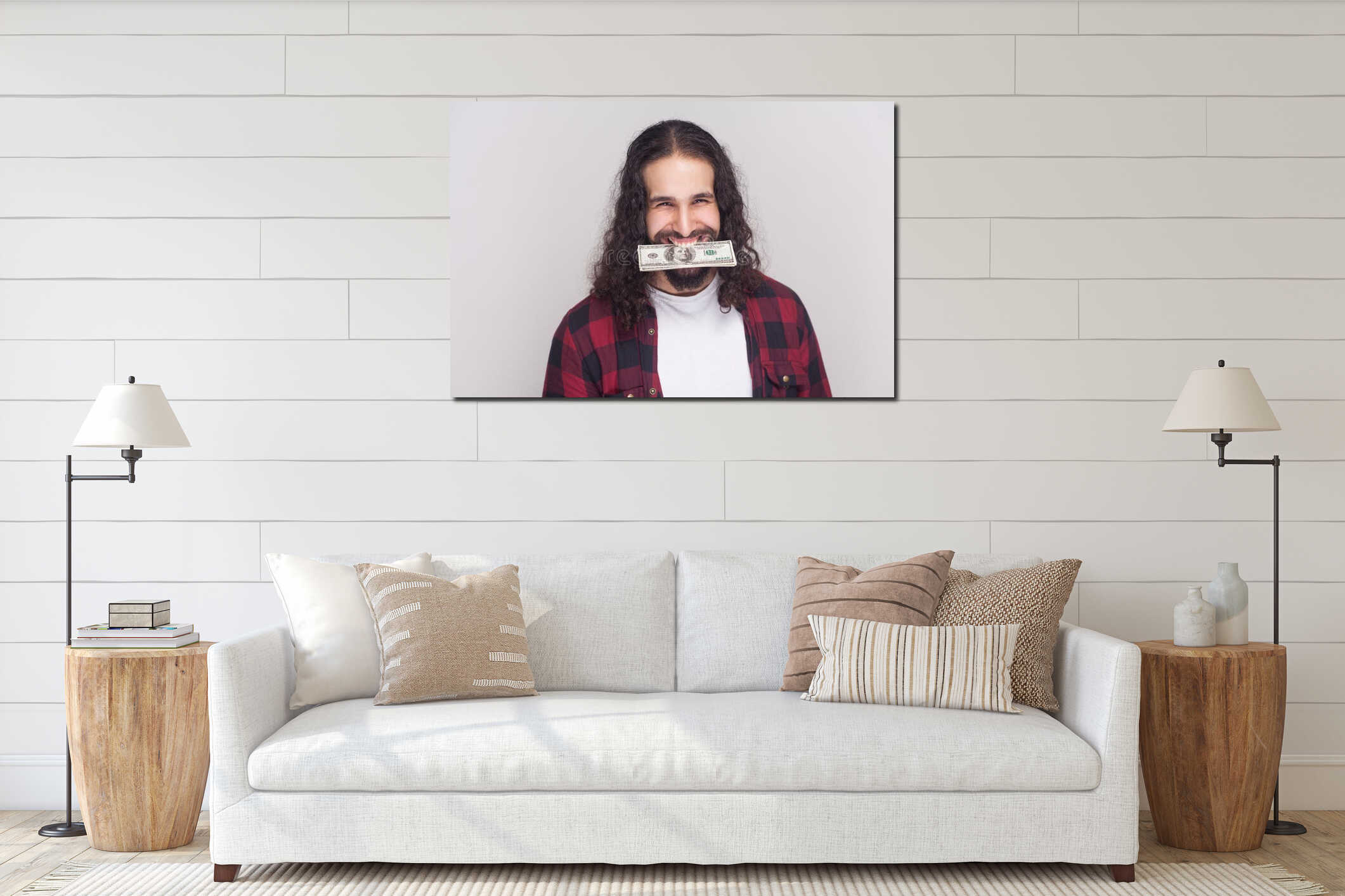 Canvas hanging interior mockup